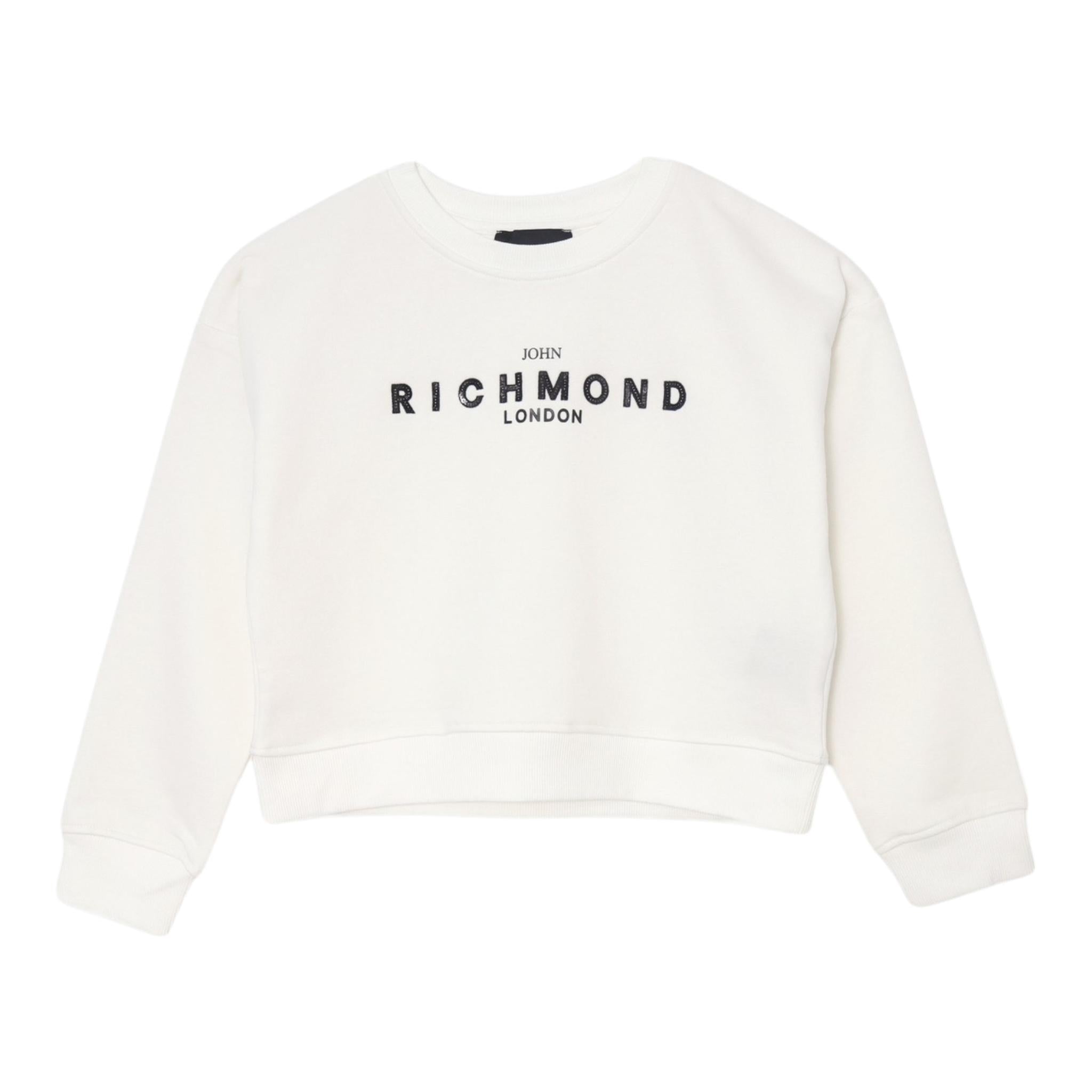 JOHN RICHMOND felpa tinta unita girocollo con stampa Bianco per Bambina RGA24053FE BIANCO JOHN RICHMOND