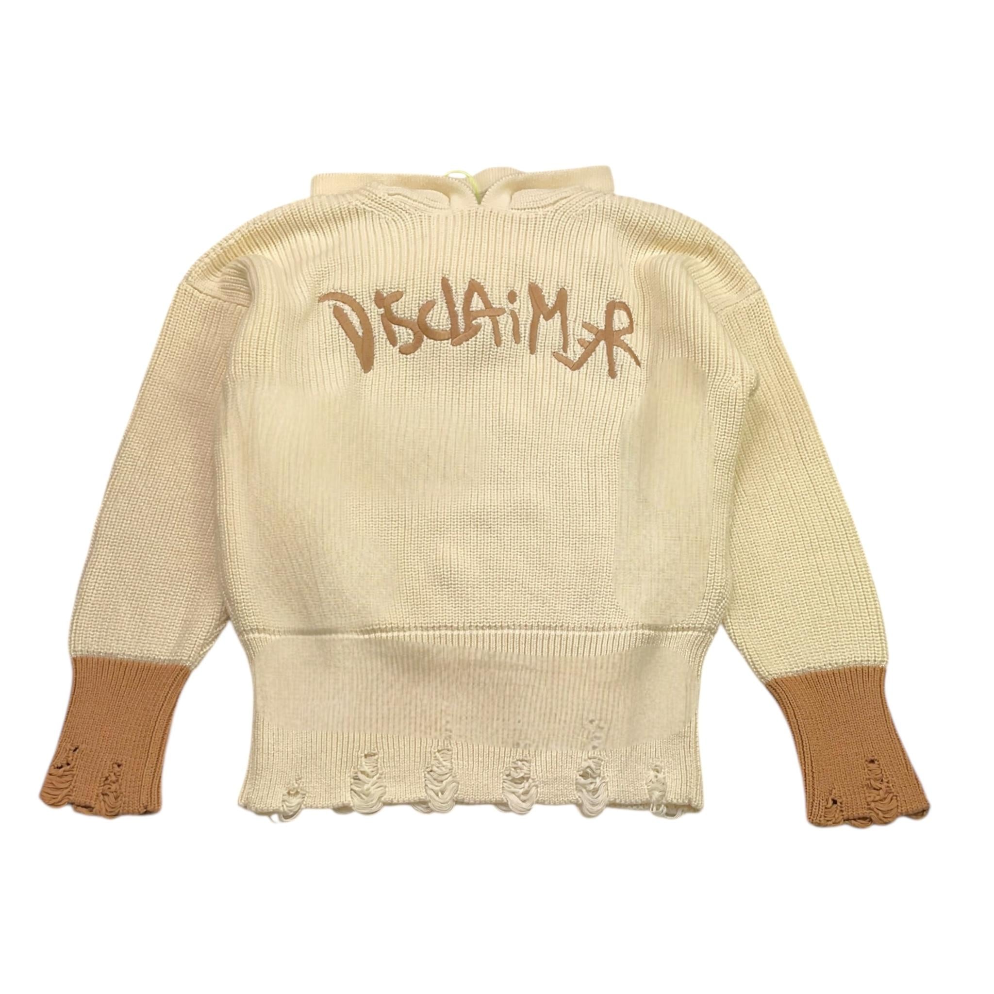 DISCLAIMER maglia tinta unita con cappuccio e stampa Panna per Bambino 24IDK58333 PANNA DISCLAIMER