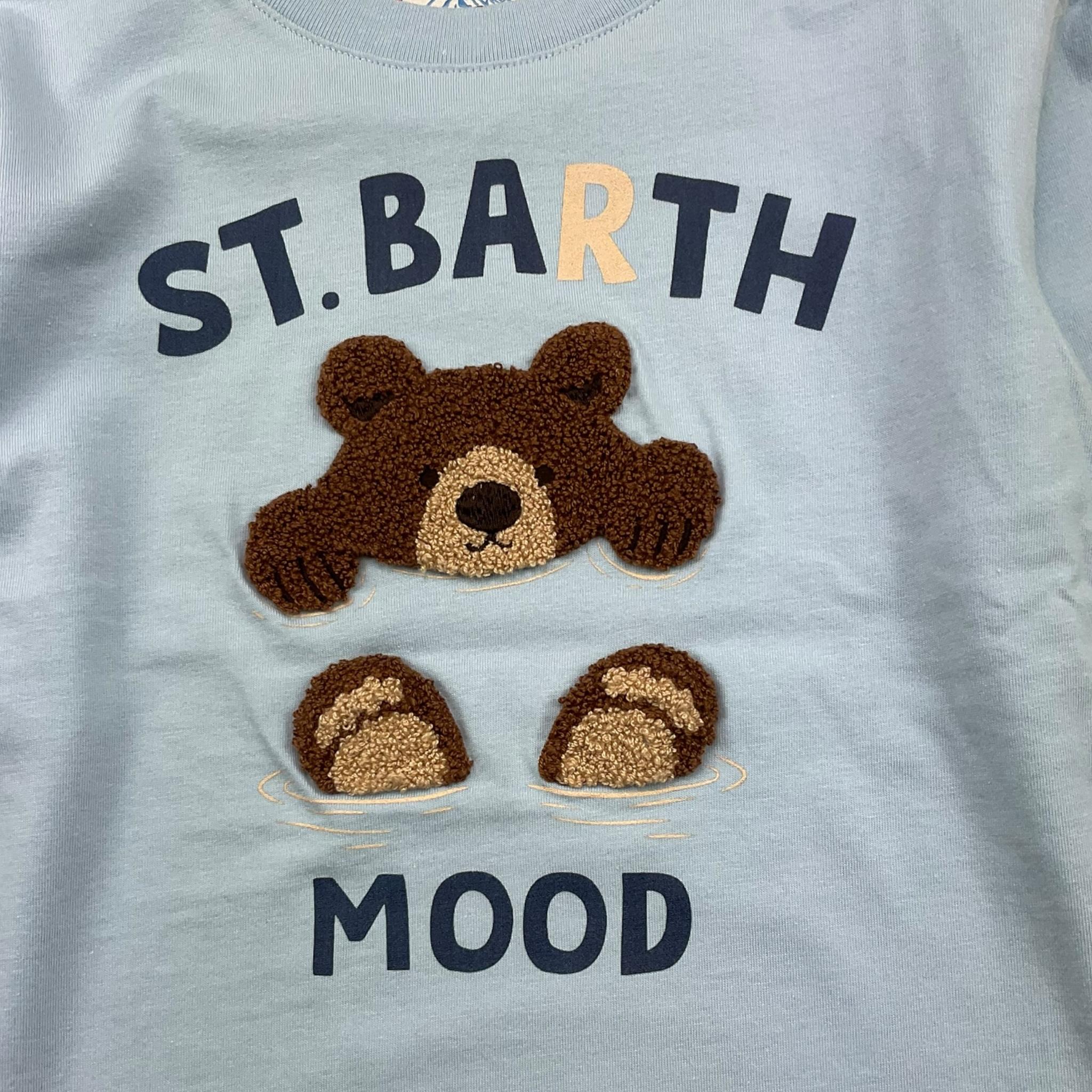 SAINT BARTH shirt girocollo tinta unita con stampa Azzurro per Bambina BEAR AZZURRO SAINT BARTH