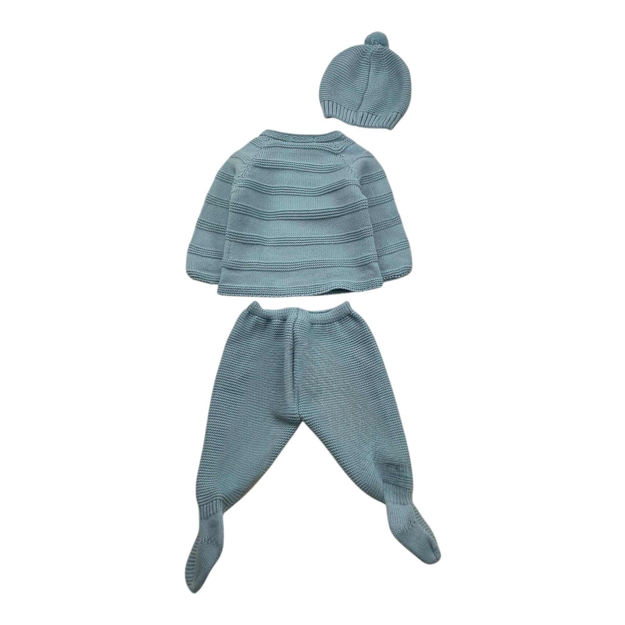 JULIANA completo 3pz tinta unita maglia-ghettina-cappello Azzurro per Neonato 24553 AZZURRO JULIANA