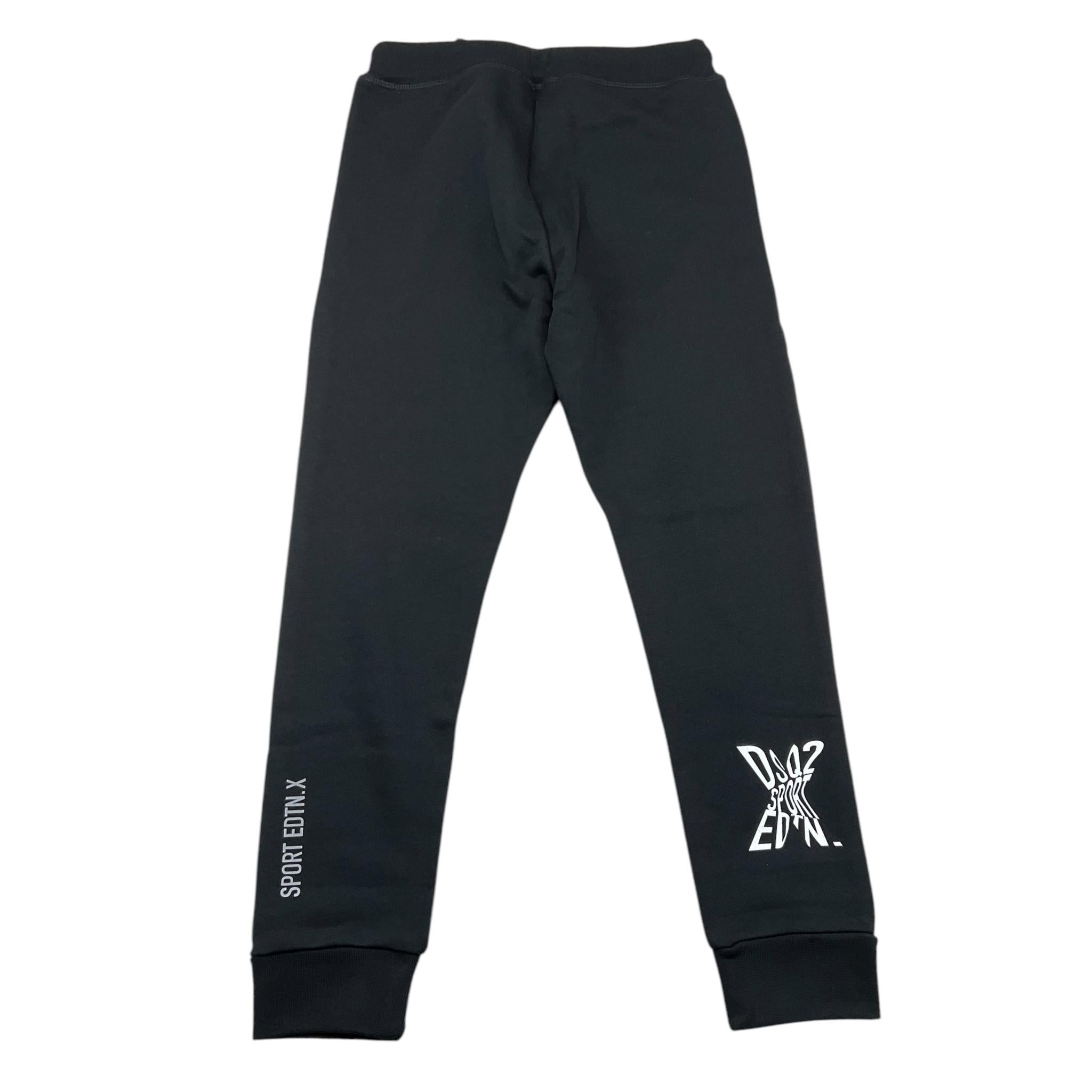 DSQUARED2 pantalone tuta tinta unita con stampa logo Nero per Bambino DQ2527 NERO DSQUARED2