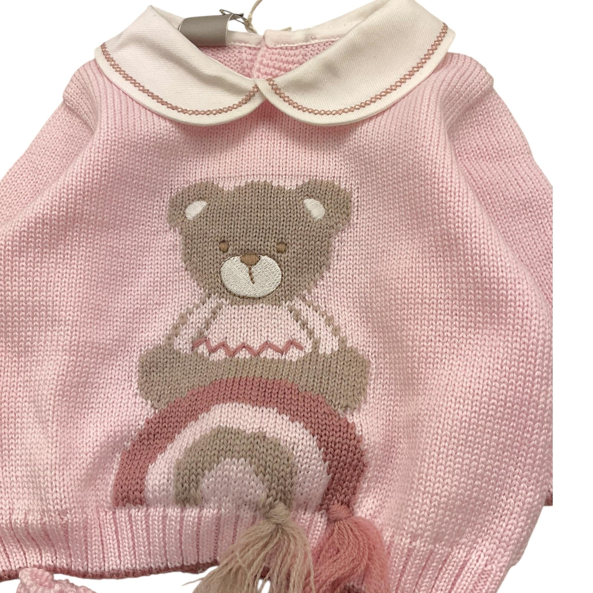MARLU' completo 2pz maglia-pantalone tinta unita con stampa Rosa per Neonata IG5450 ROSA MARLU'