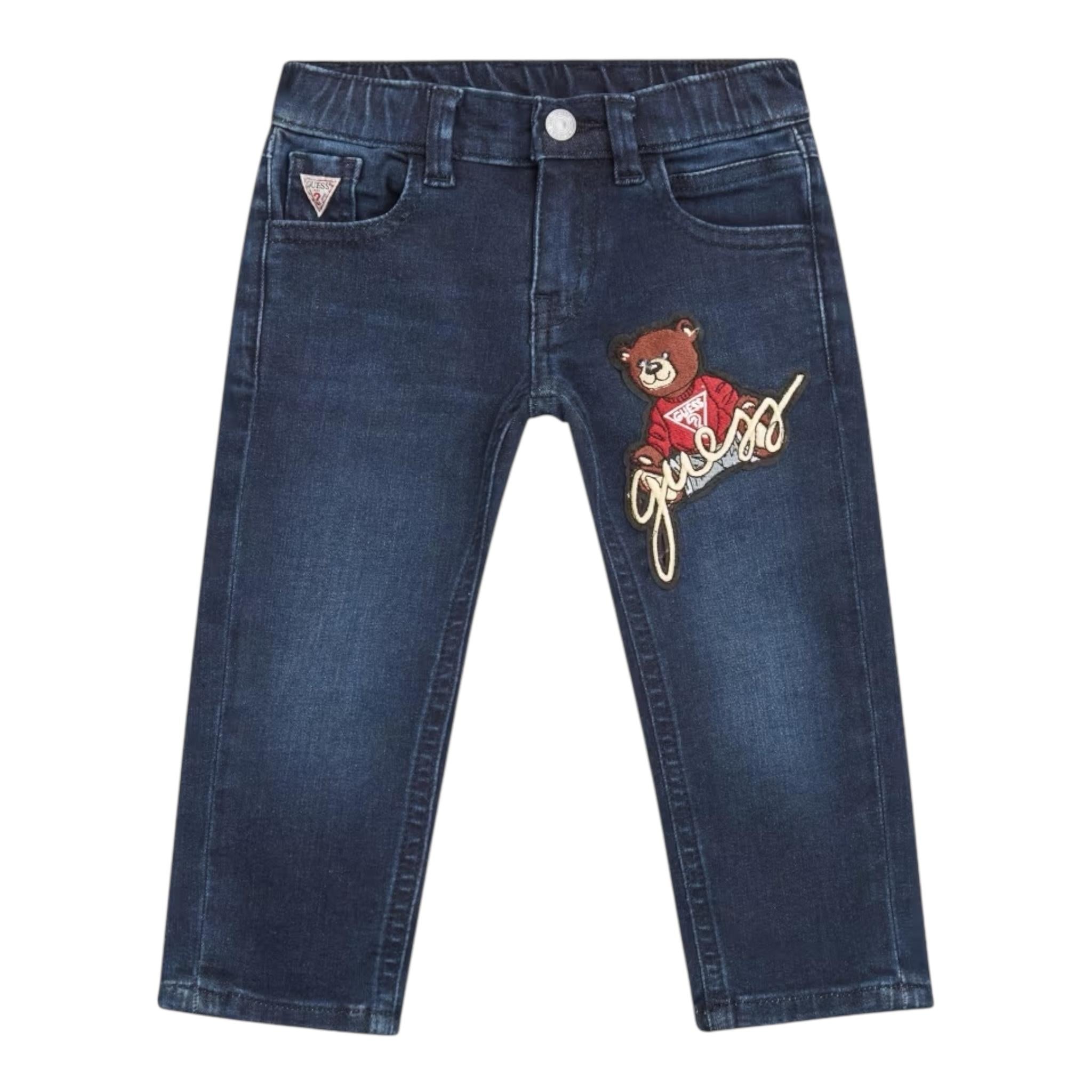 GUESS jeans tinta unita con elastico in vita Blu per Bambino N4BA06D4CA0 BLU GUESS