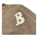 I'M BRIAN cardigan tinta unita con bottoni e stampa Sabbia per Bambino MA3009J SABBIA I'M BRIAN