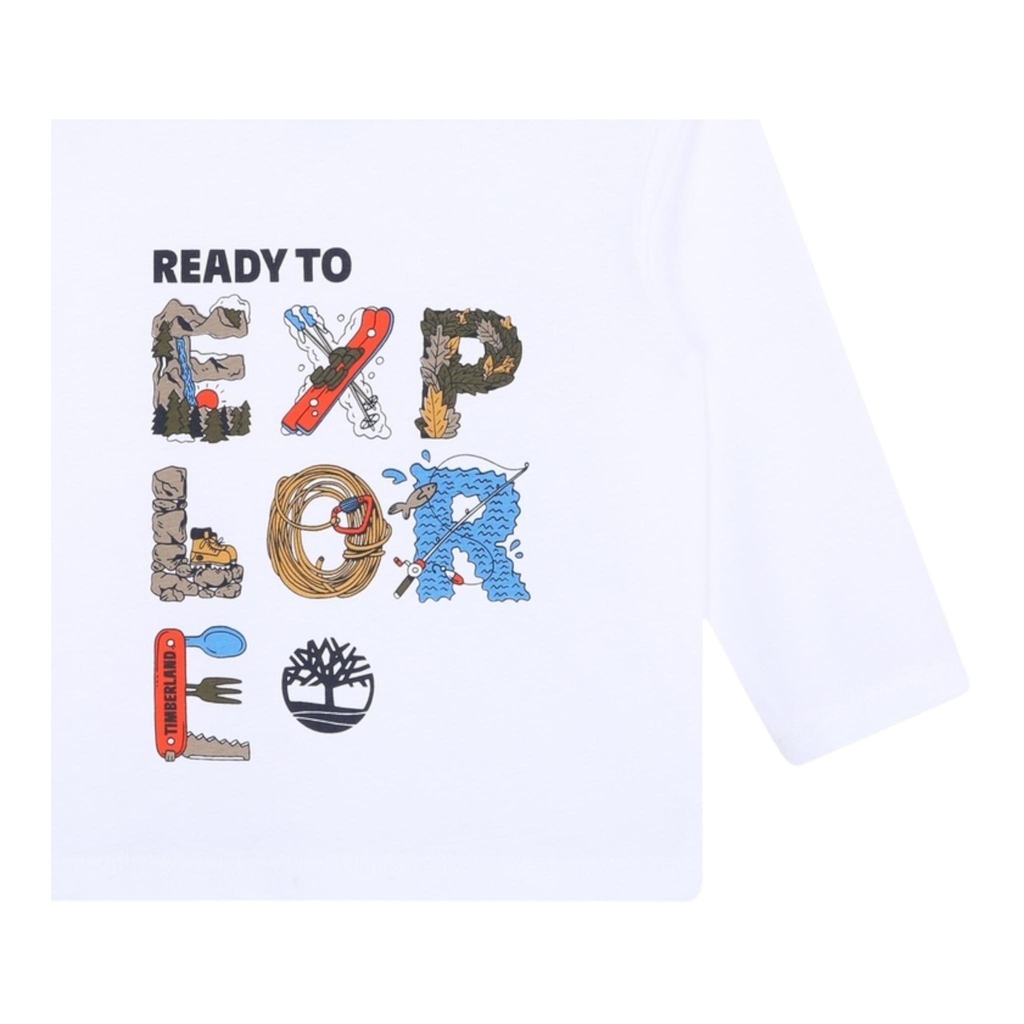TIMBERLAND shirt girocollo tinta unita con stampa in contrasto Bianco per Neonato T60250 BIANCO TIMBERLAND