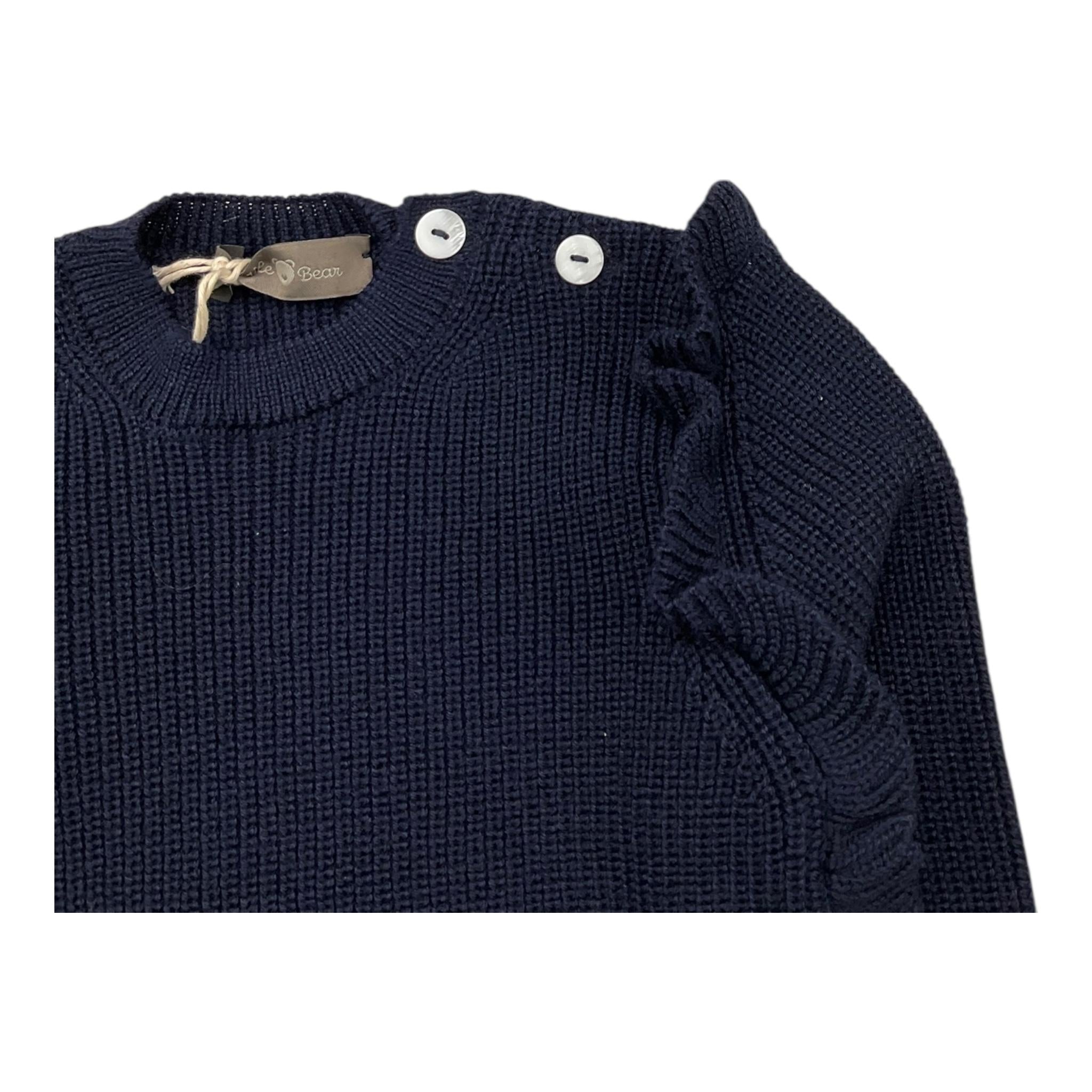 LITTLE BEAR maglia girocollo tinta unita con rouches Blu per Bambina 5141 BLU LITTLE BEAR