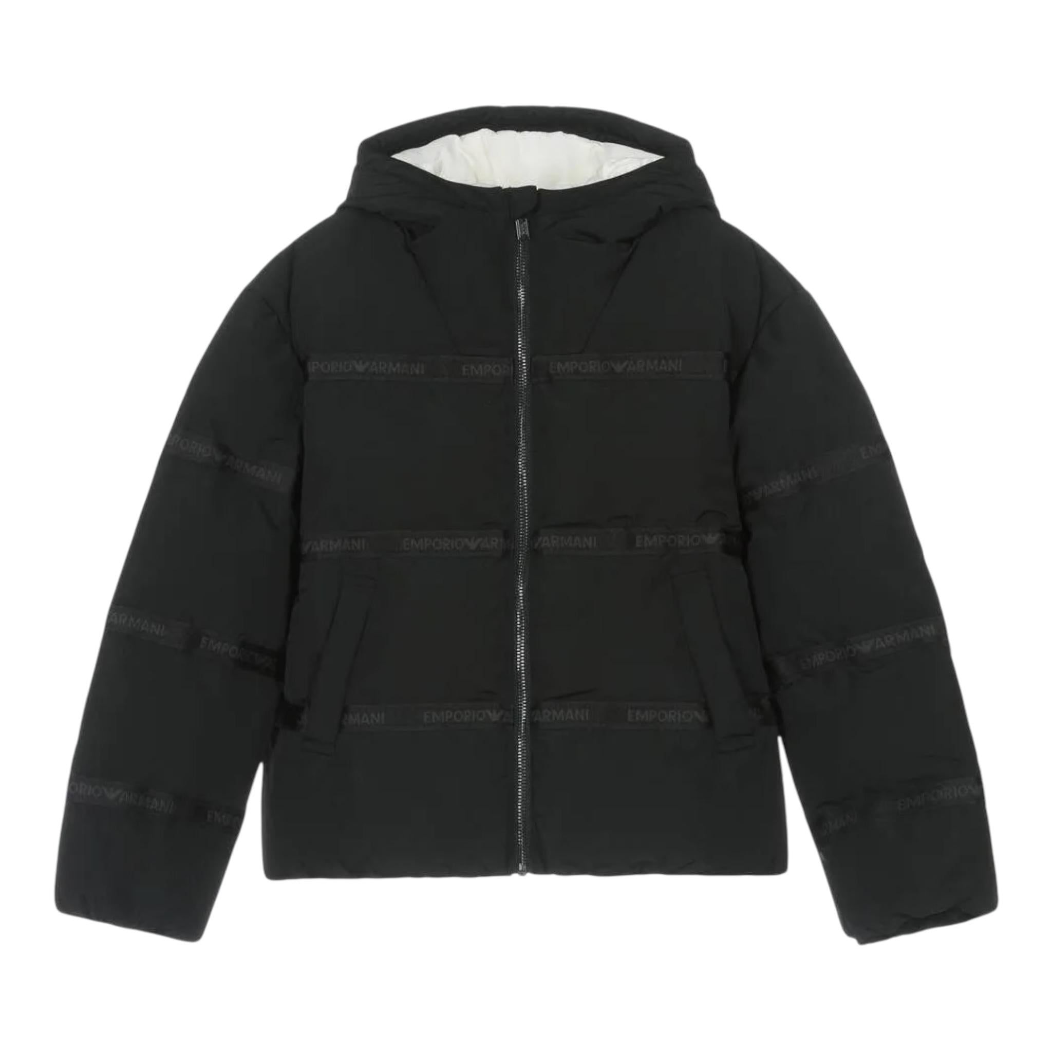 EMPORIO ARMANI giubbino tinta unita con zip e cappuccio Nero per Bambino 6R4B90 NERO EMPORIO ARMANI