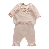MARLU' completo 2pz maglia-pantalone tinta unita con fiocco Rosa per Neonata EF1619L ROSA MARLU'