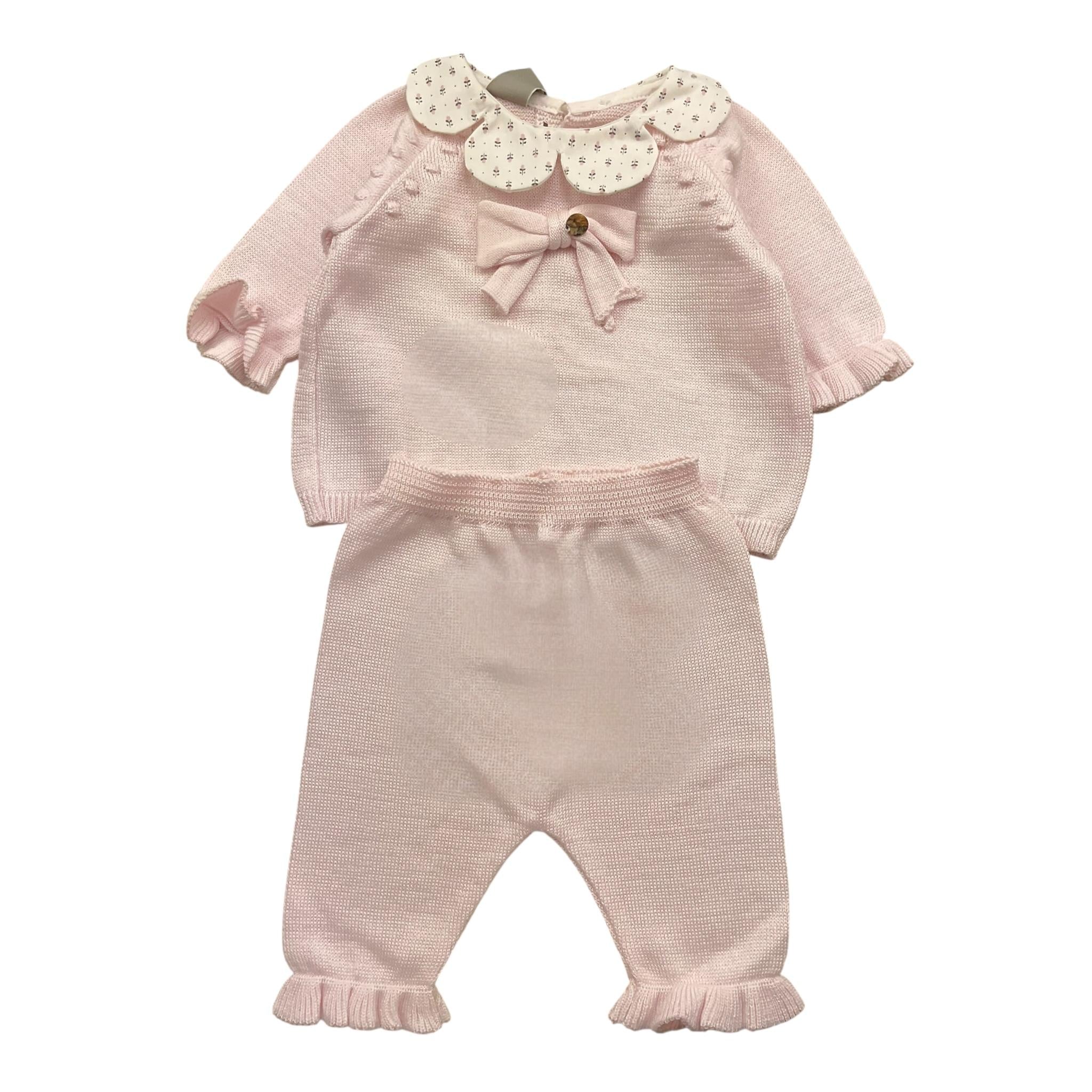 MARLU' completo 2pz maglia-pantalone tinta unita con fiocco Rosa per Neonata EF1619L ROSA MARLU'