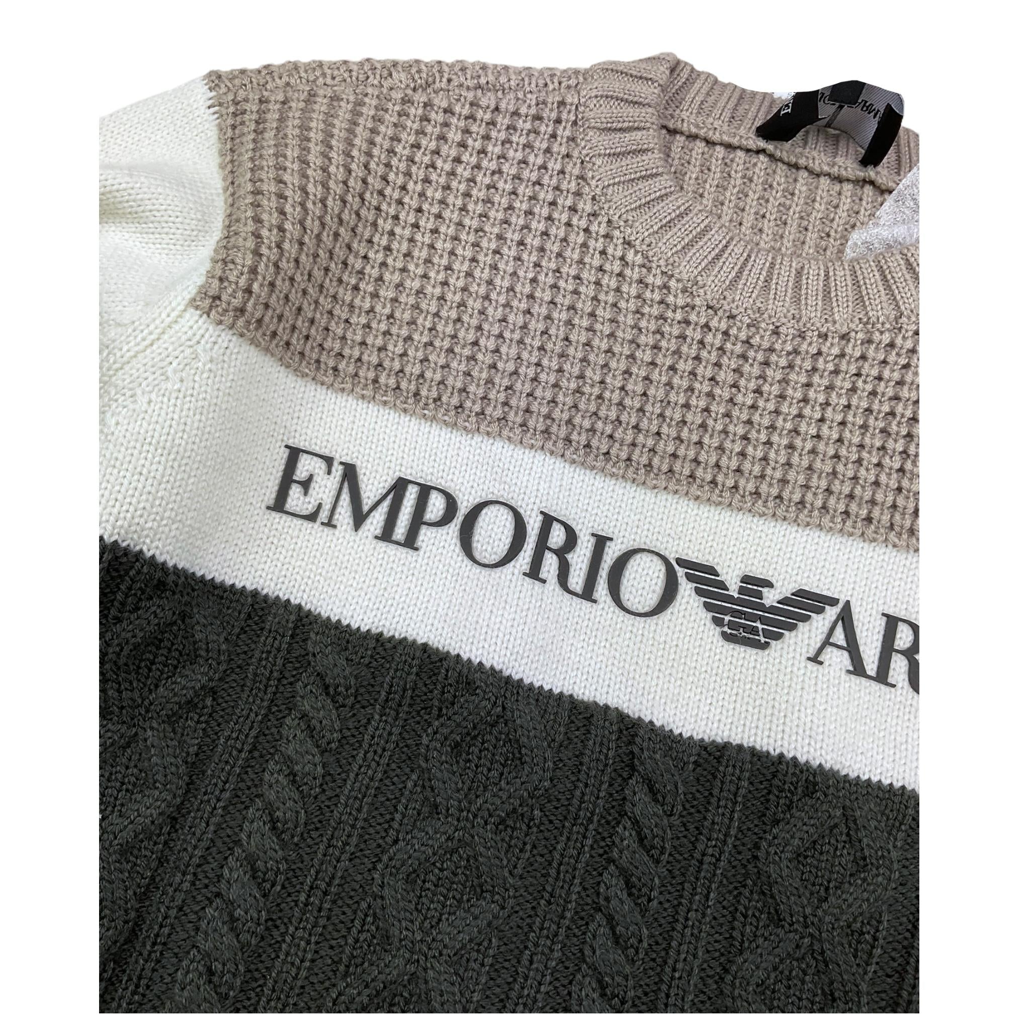 EMPORIO ARMANI maglia girocollo tricolore con logo Multicolor per Bambino 6R4M59 MULTICOLOR EMPORIO ARMANI