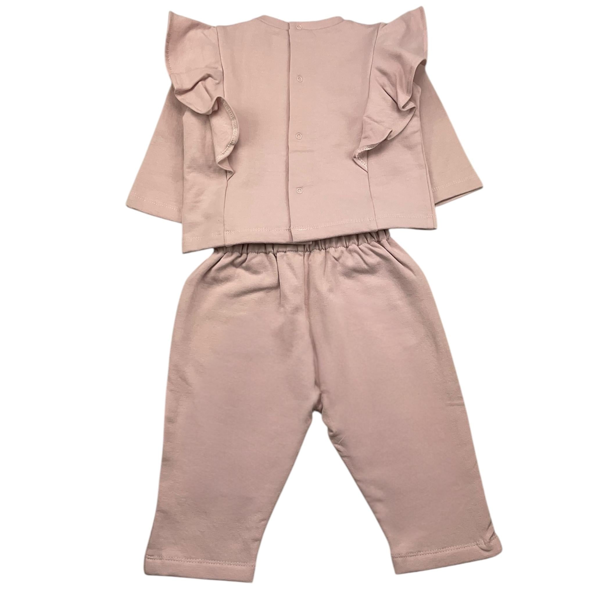 LALALU' completo 2 pezzi felpa-pantalone tinta unita Rosa per Neonata CFL06N ROSA LALALU'