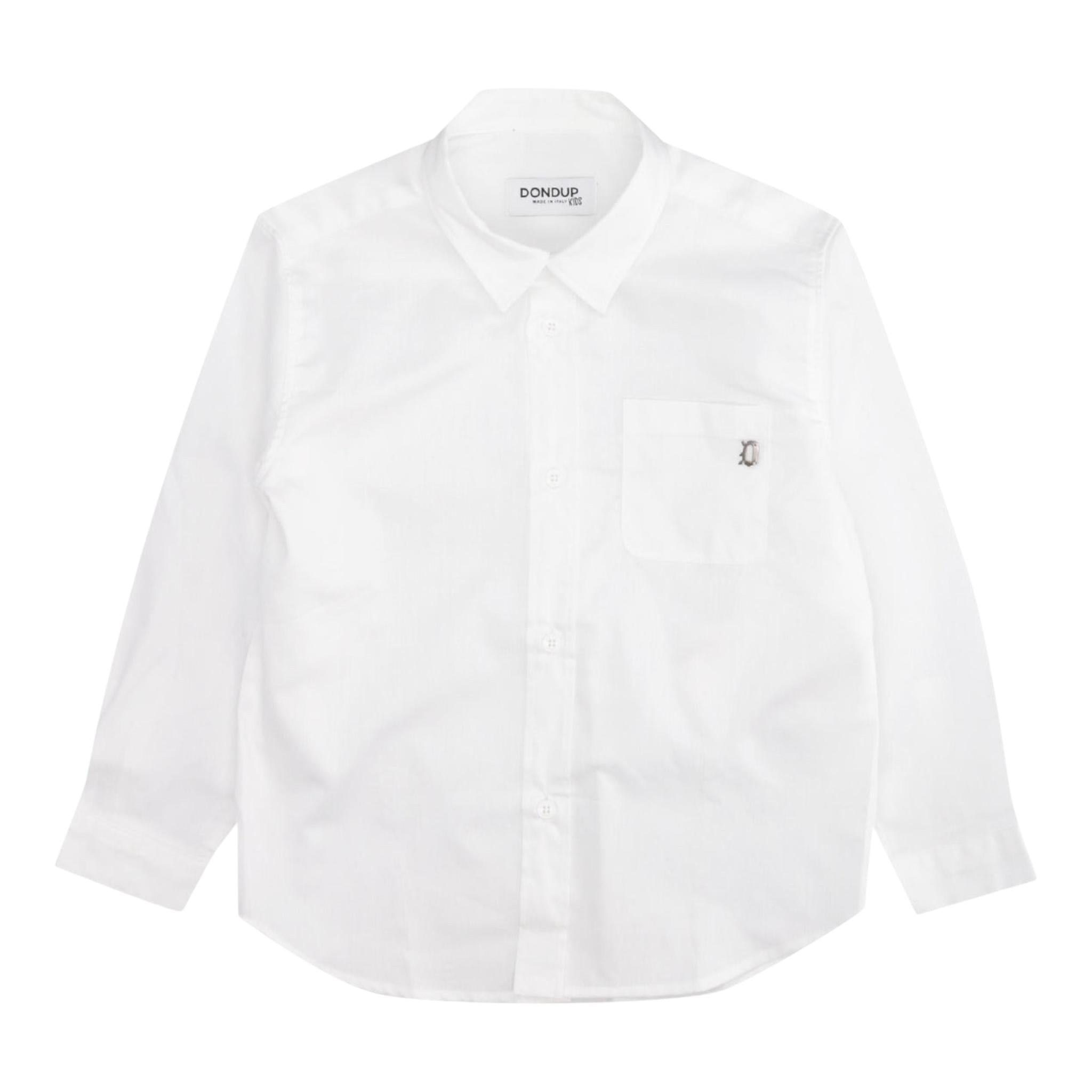 DONDUP camicia manica lunga tinta unita cn taschino Bianco per Bambino DMCA003 BIANCO DONDUP