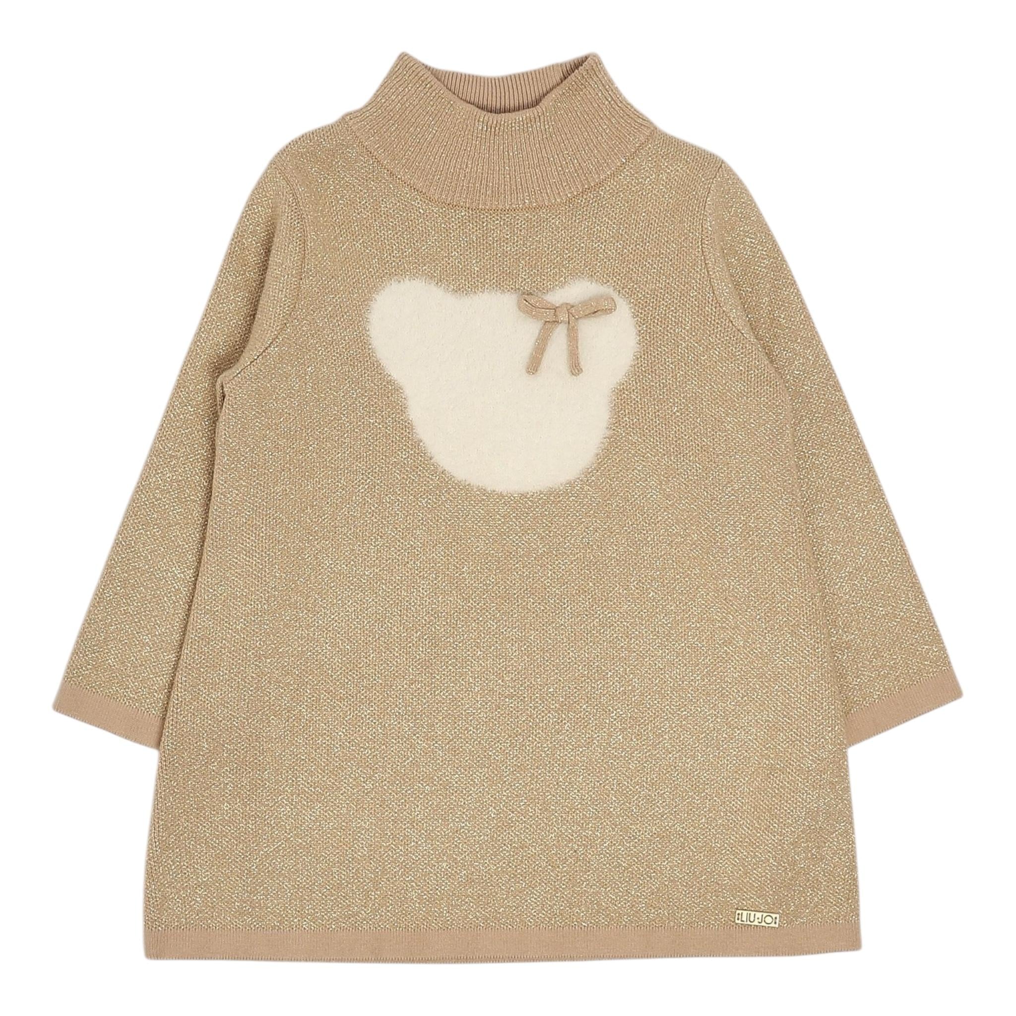 LIU JO abito in maglia collo alto tinta unita con stampa Sabbia per Bambina KF4071JX SABBIA LIU JO