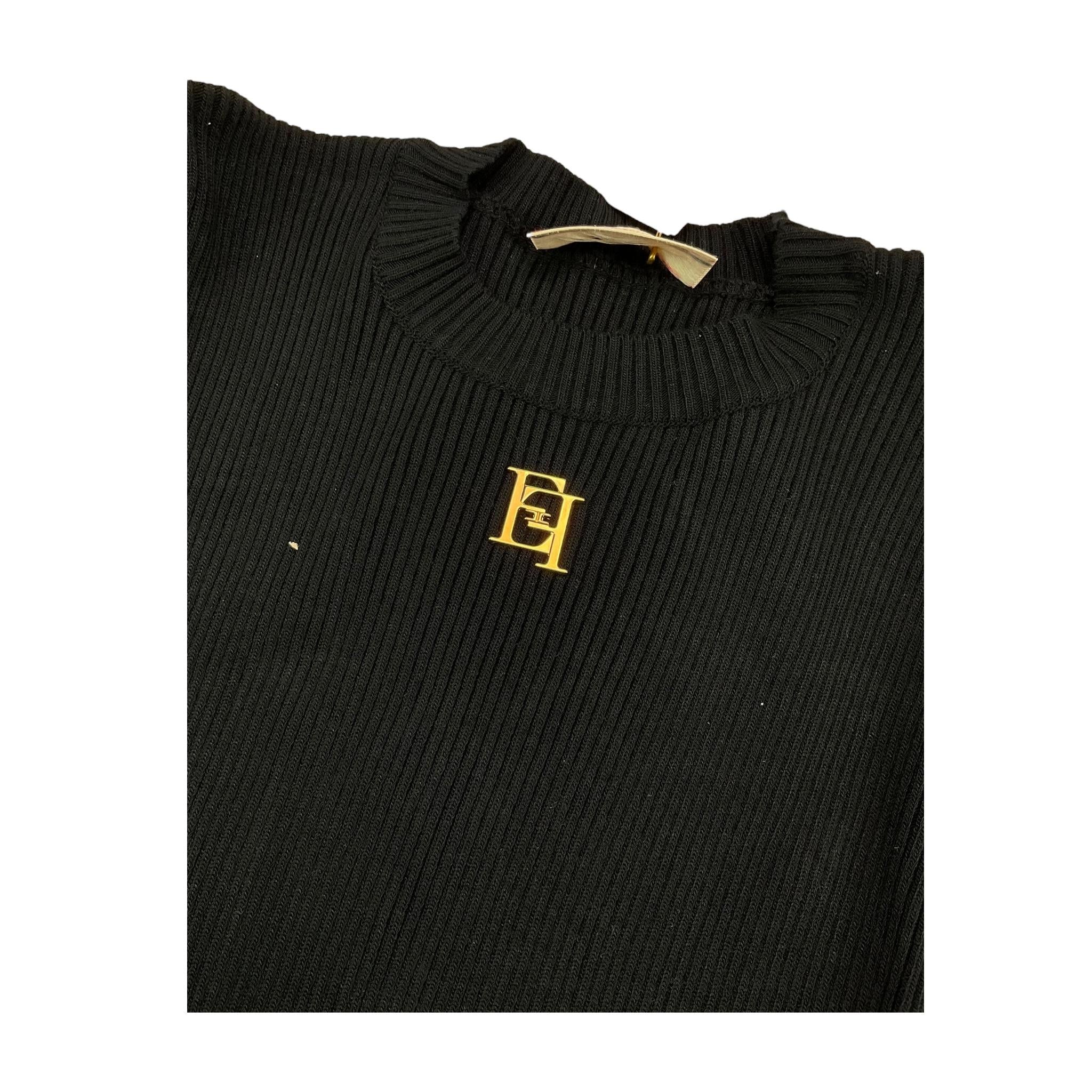 ELISABETTA FRANCHI abito tinta unita mezzo collo con logo Nero per Bambina EFAB544X NERO ELISABETTA FRANCHI