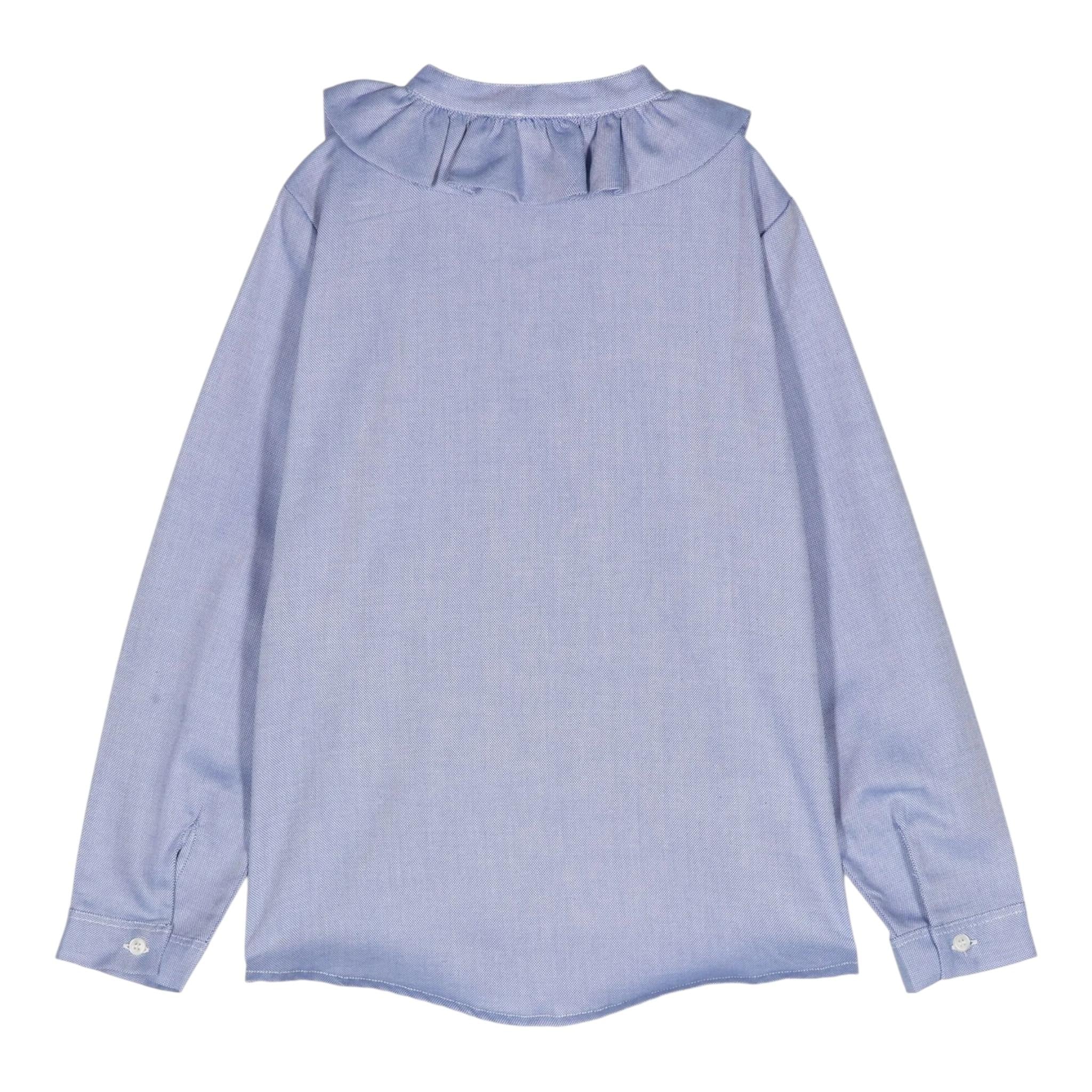 IL GUFO camicia manica lunga con colletto rouches Blu per Bambina A24CL239C0052 BLU IL GUFO