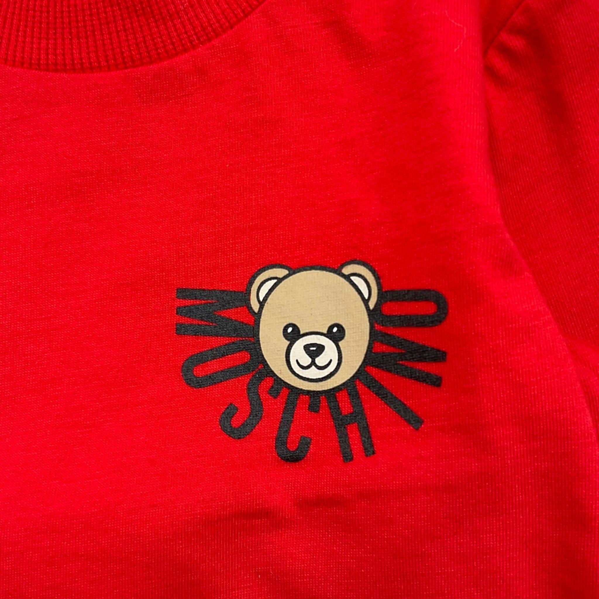 MOSCHINO shirt tinta unita girocollo con logo Rosso per Neonato MVO00R ROSSO MOSCHINO