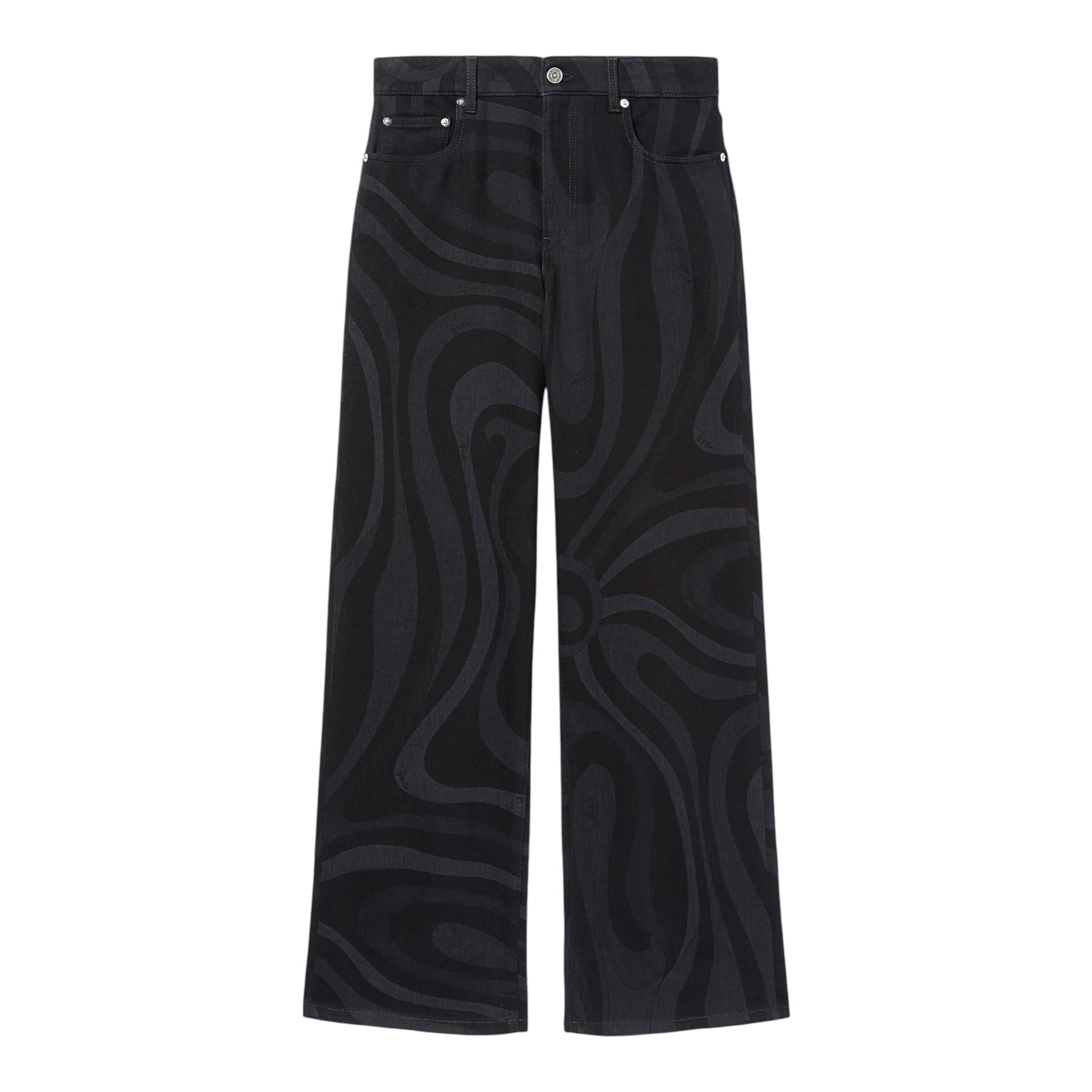 EMILIO PUCCI jeans tinta unita modello palazzo Nero per Bambina PV6A50 NERO EMILIO PUCCI