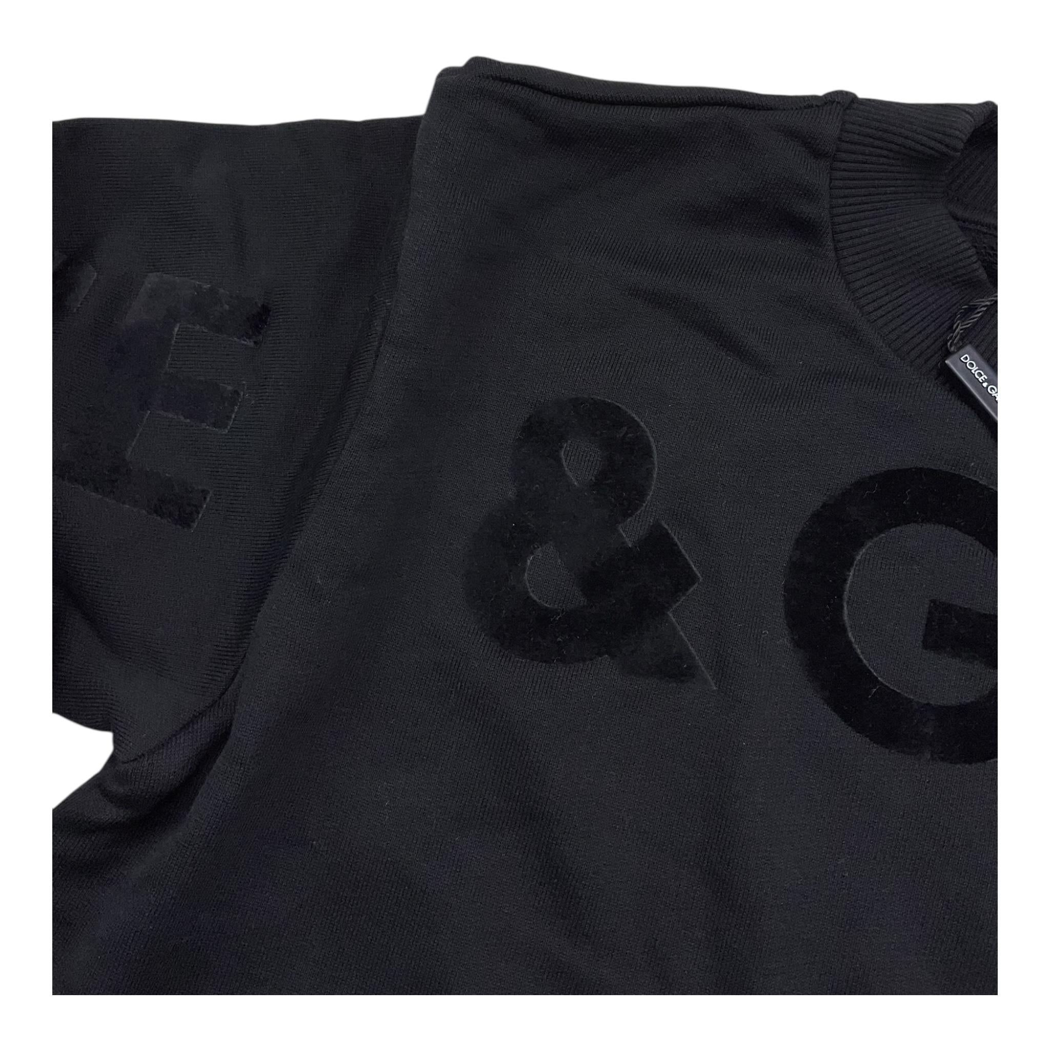 DOLCE & GABBANA felpa chiusa girocollo tinta unita con stampa Nero per Bambina L4JWHZ NERO DOLCE & GABBANA