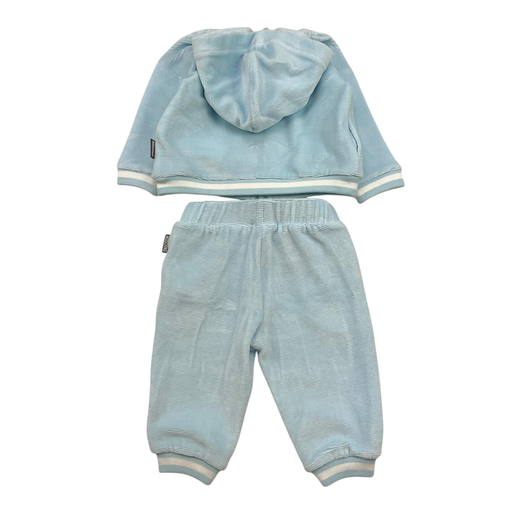 MOSCHINO completo 2pz felpa-pantalone tinta unita con logo Azzurro per Neonato MUK05A AZZURRO MOSCHINO