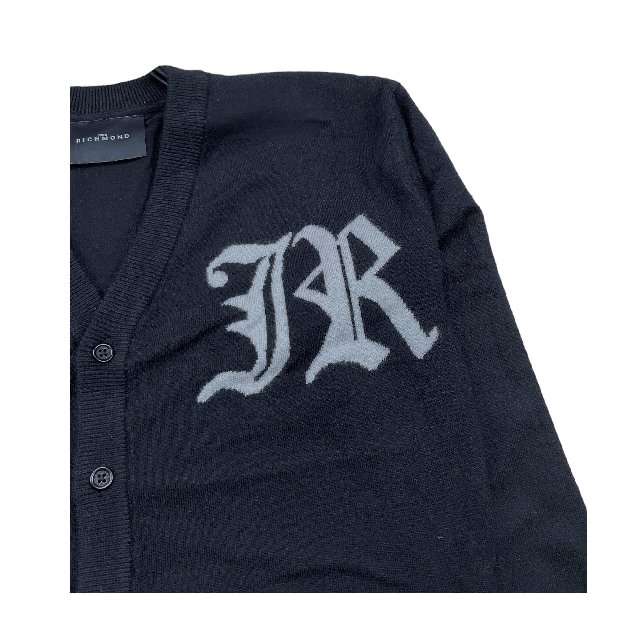 JOHN RICHMOND cardigan tinta unita con logo Nero per Bambino RBA25012CD NERO JOHN RICHMOND
