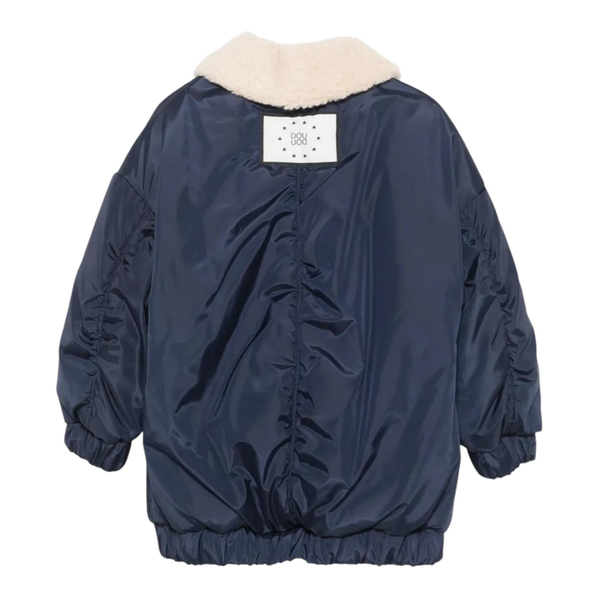 DOU DOU giubbino tinta unita con zip e pelliccia Blu per Bambino DV2P60 BLU DOU DOU