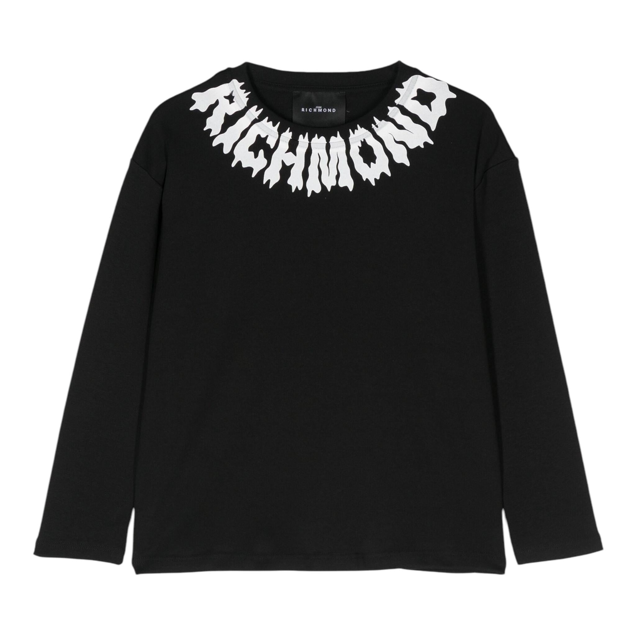 JOHN RICHMOND shirt girocollo tinta unita con stampa Nero per Bambino RBA24074TS NERO JOHN RICHMOND