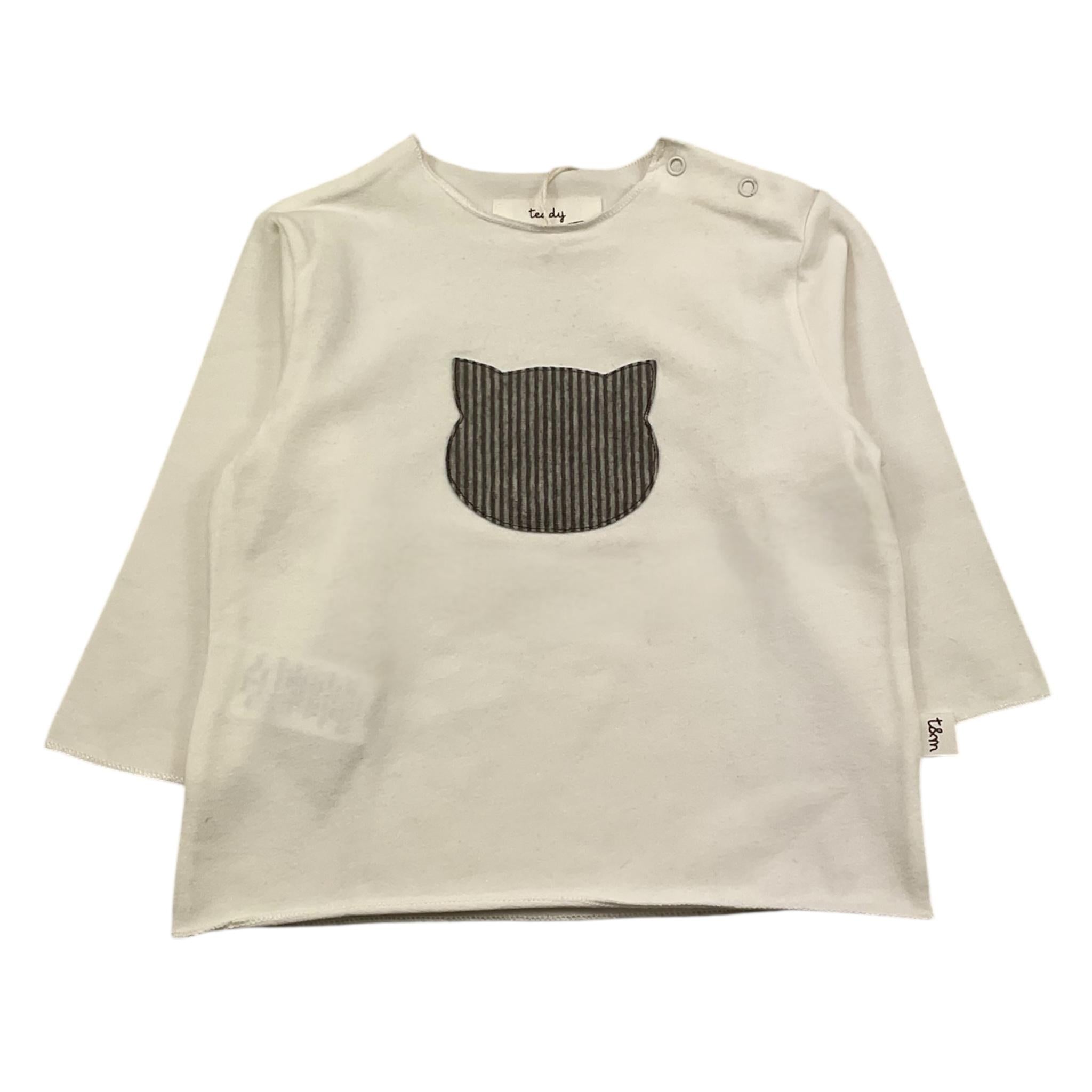 TEDDY E MINOU shirt tinta unitacn ricamo faccia gatto Panna per Neonato I22SH008M0115 PANNA TEDDY E MINOU