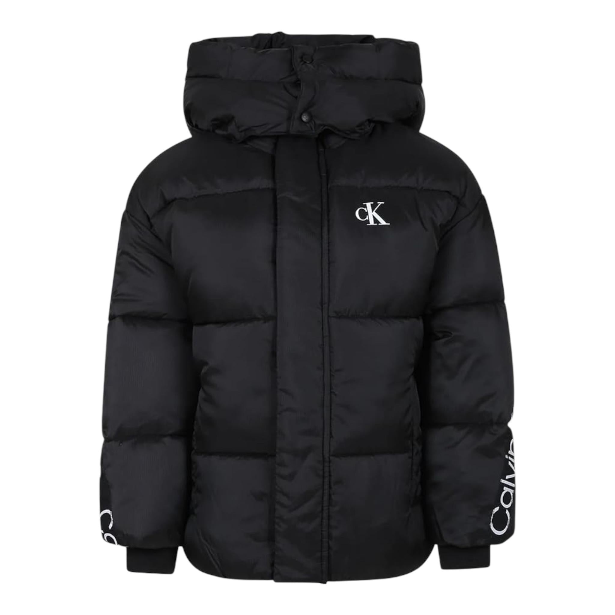 CALVIN KLEIN giubbino tinta unita con cappuccio e maniche logate Nero per Bambino IB0IB01823 NERO CALVIN KLEIN