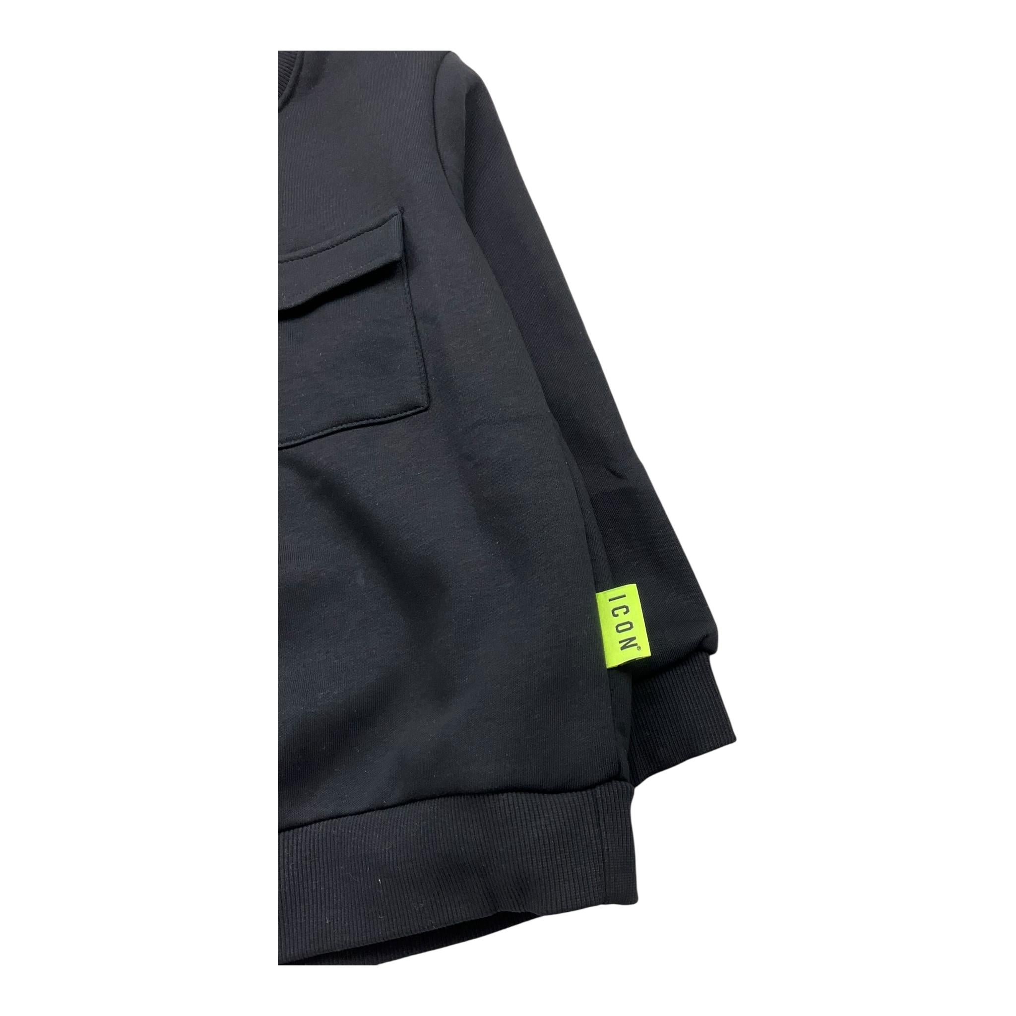 ICON felpa chiusa girocollo tinta unita con logo Nero per Bambino IBSW00306 NERO ICON