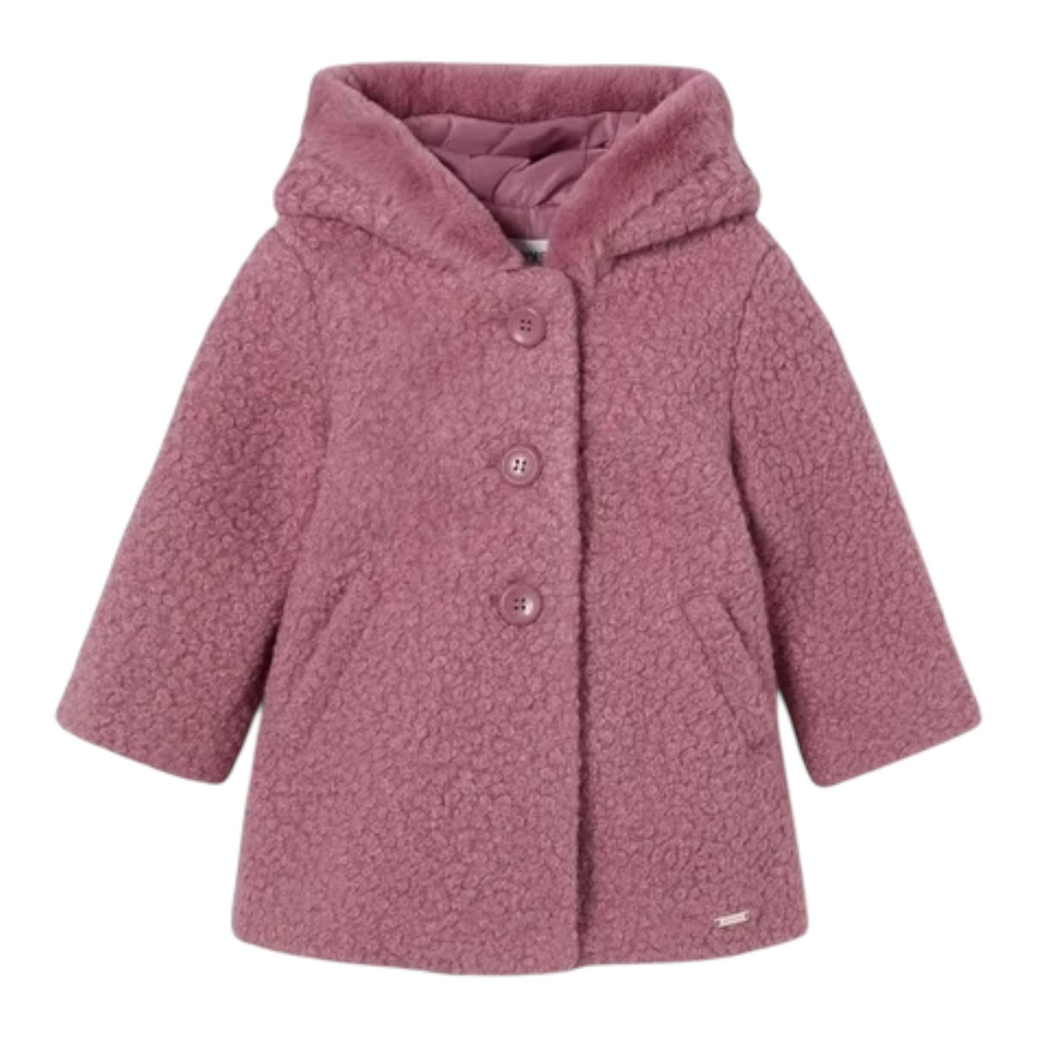 MAYORAL cappotto tinta unita modello teddy con cappuccio Rosa per Neonata 2478 ROSA MAYORAL