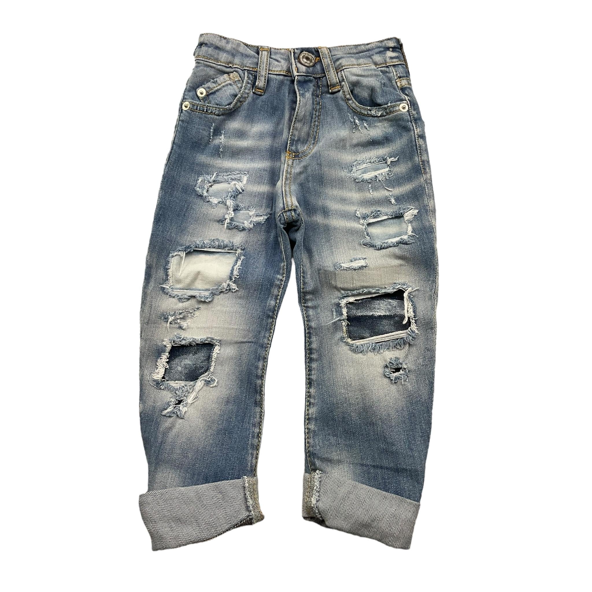 YES LONDON jeans tinta unita con strappi Azzurro per Bambino JR1083 AZZURRO YES LONDON