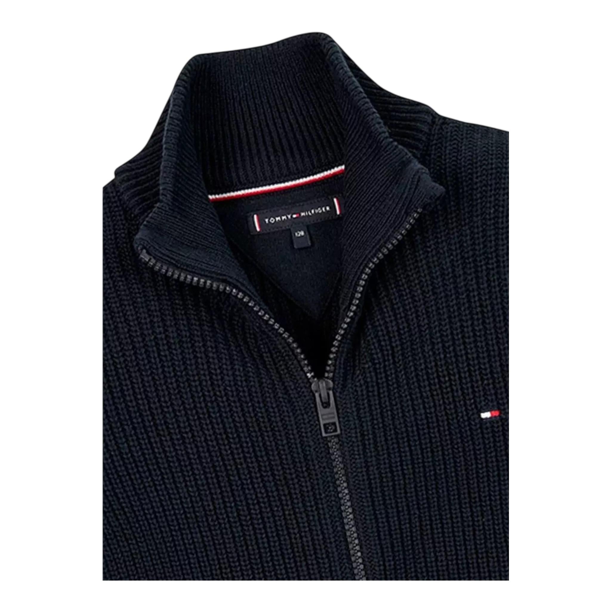 TOMMY HILFIGER maglia tinta unita con zip Blu per Bambino KB0KB09394 BLU TOMMY HILFIGER