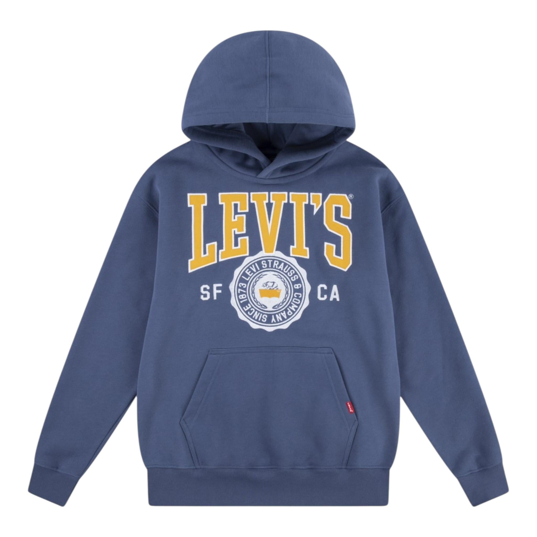 LEVI'S felpa tinta unita con cappuccio e stampa Blu per Bambino 9EL487 BLU LEVI'S