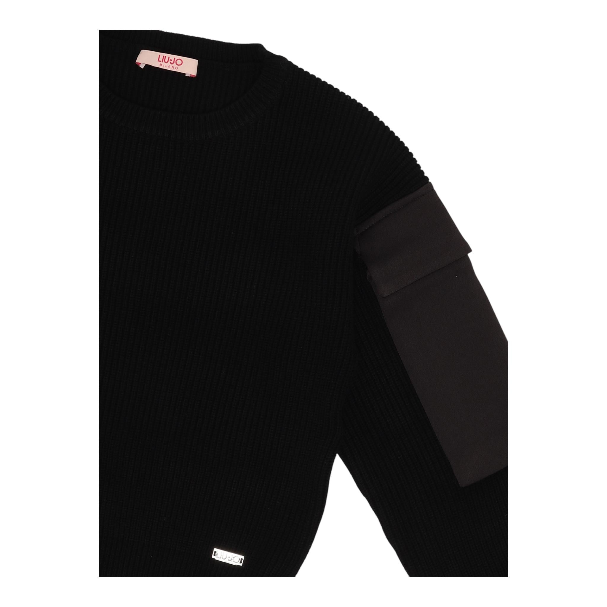 LIU JO maglia girocollo tinta unita con tasche alle maniche Nero per Bambina GF4215 NERO LIU JO