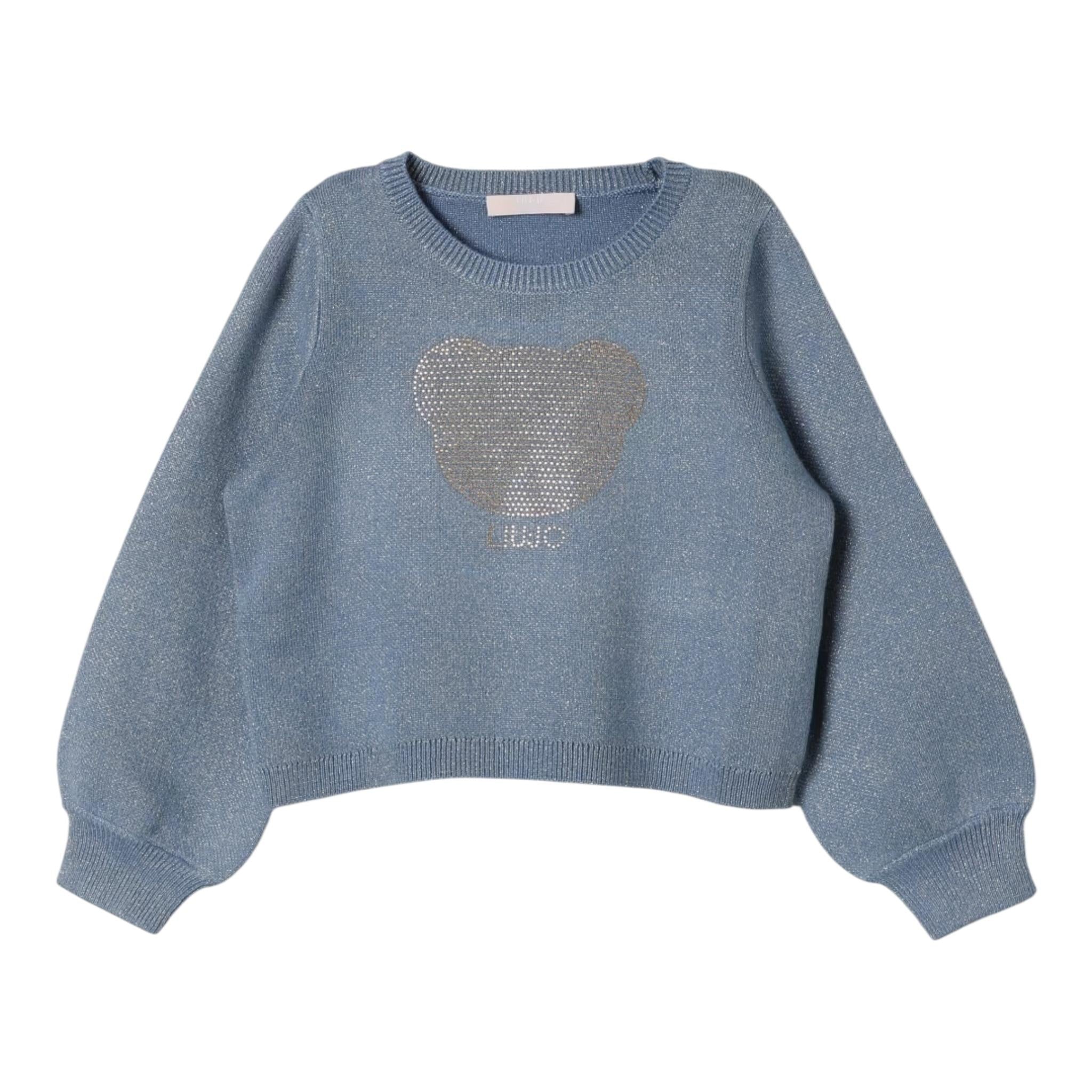 LIU JO maglia girocollo tinta unita lurex Azzurro per Bambina KF4075XXX AZZURRO LIU JO