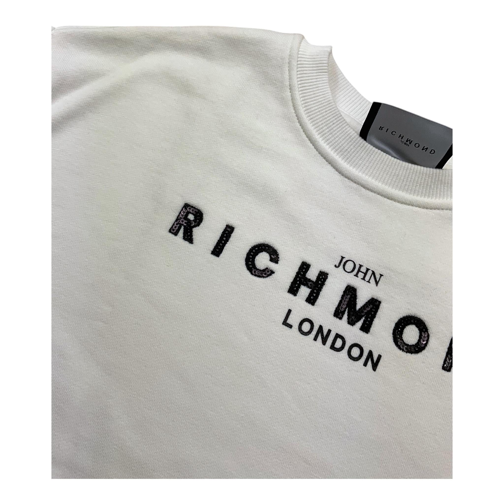 JOHN RICHMOND felpa chiusa girocollo tinta unita con logo Bianco per Bambina RGA24054FE BIANCO JOHN RICHMOND