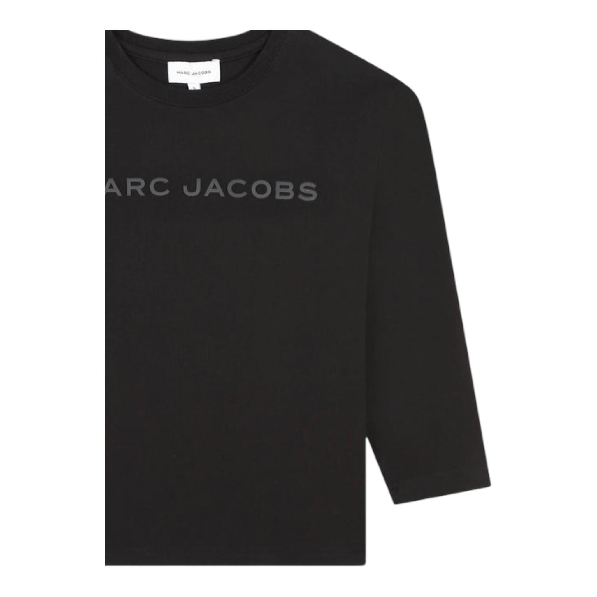 MARC JACOBS shirt girocollo tinta unita con logo Nero per Bambino W60322 NERO MARC JACOBS