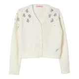 MISS BLUMARINE cardigan tinta unita con applicazioni brillantini Panna per Bambina IF4006MA39P PANNA MISS BLUMARINE