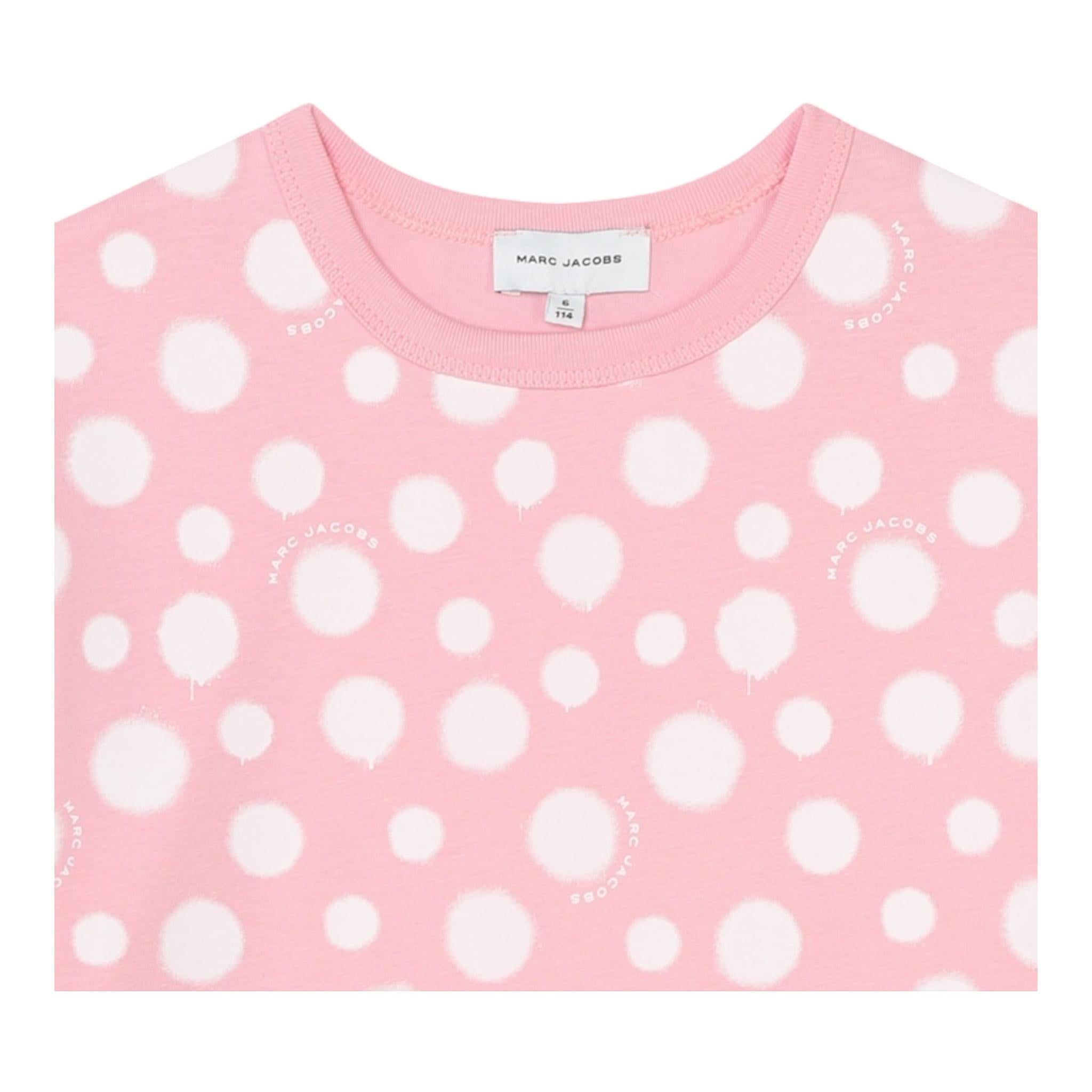 MARC JACOBS t-shirt girocollo tinta unita fantsia pois Rosa per Bambina W60219 ROSA MARC JACOBS