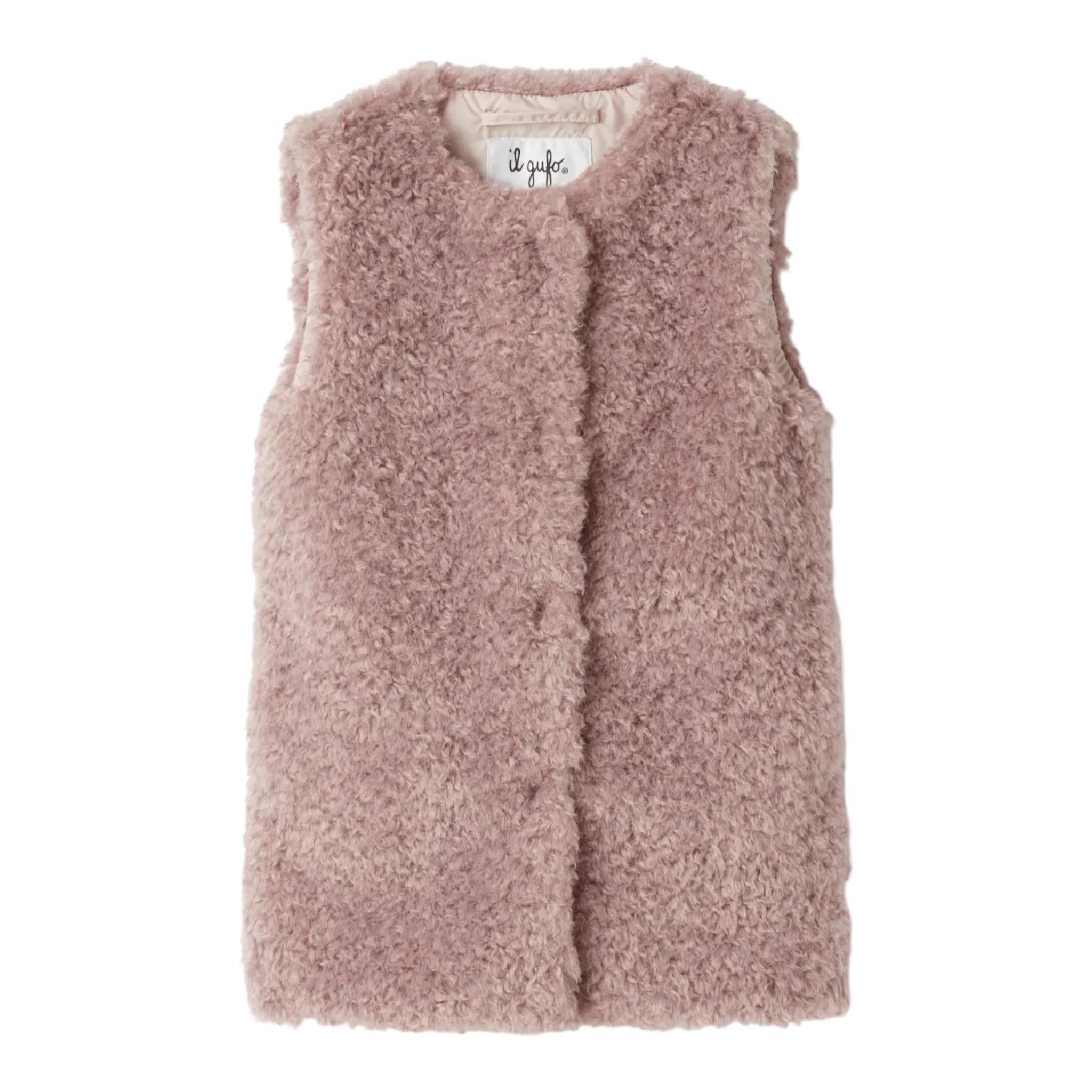 IL GUFO gilet lungo modello pelliccia tinta unita Glicine per Bambina A24GI052PE030 GLICINE IL GUFO