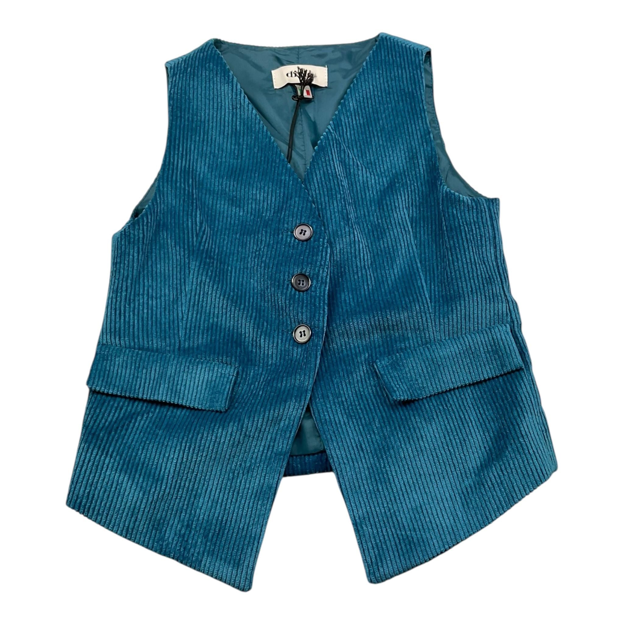 DIXIE gilet tinta unita in velluto Petrolio per Bambina JH02062G67 PETROLIO DIXIE