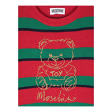 MOSCHINO maglia girocollo bicolore con orso Rosso/verde per Bambino HMW010X ROSSO/VERDE MOSCHINO