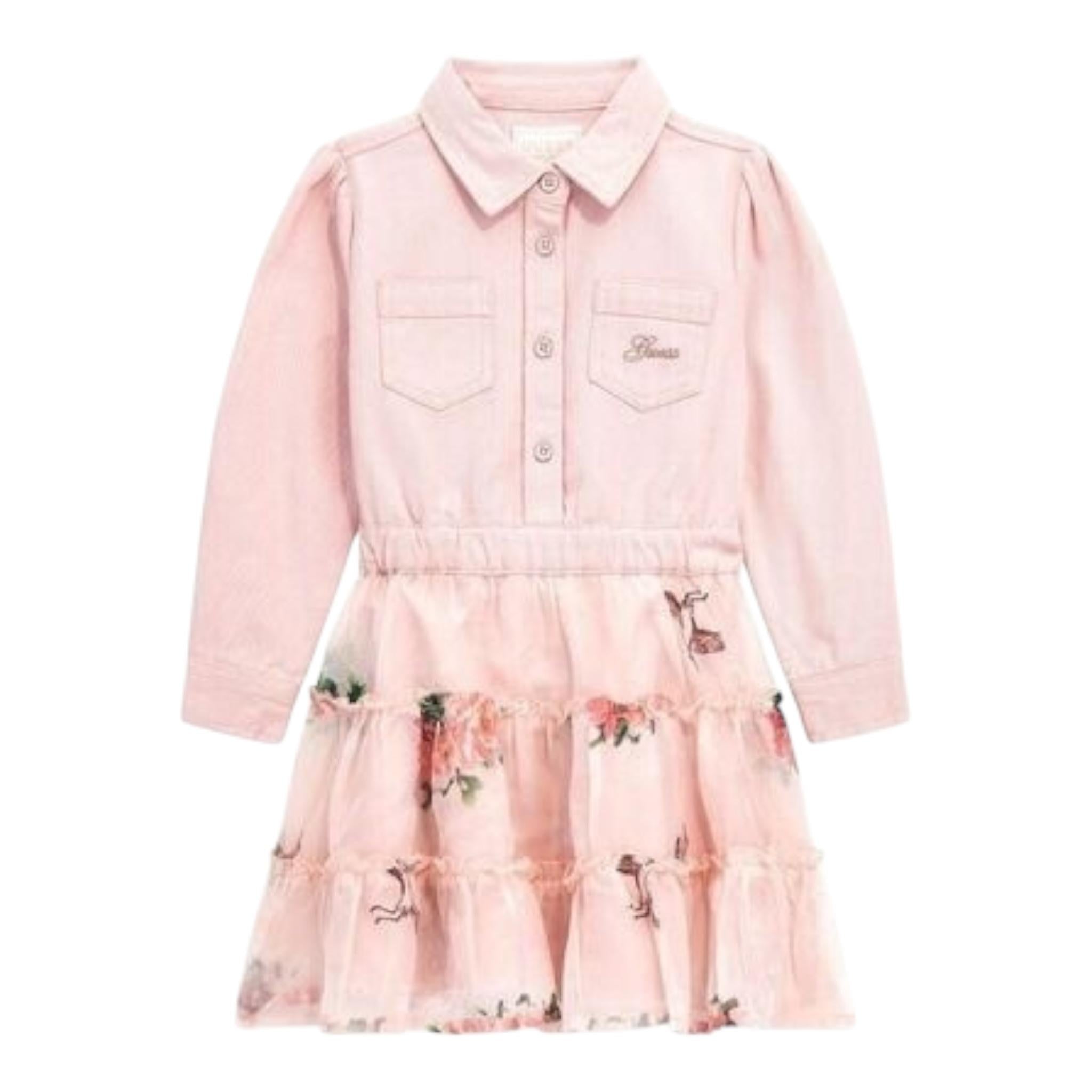 GUESS abito tinta unita con bottoni e fantasia fiori Rosa per Neonata K4YK18WG5P0 ROSA GUESS