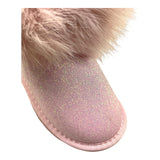 MONNALISA stivaletti bassi tinta unita glitterati con pelliccia Rosa per Bambina 83D001 ROSA MONNALISA