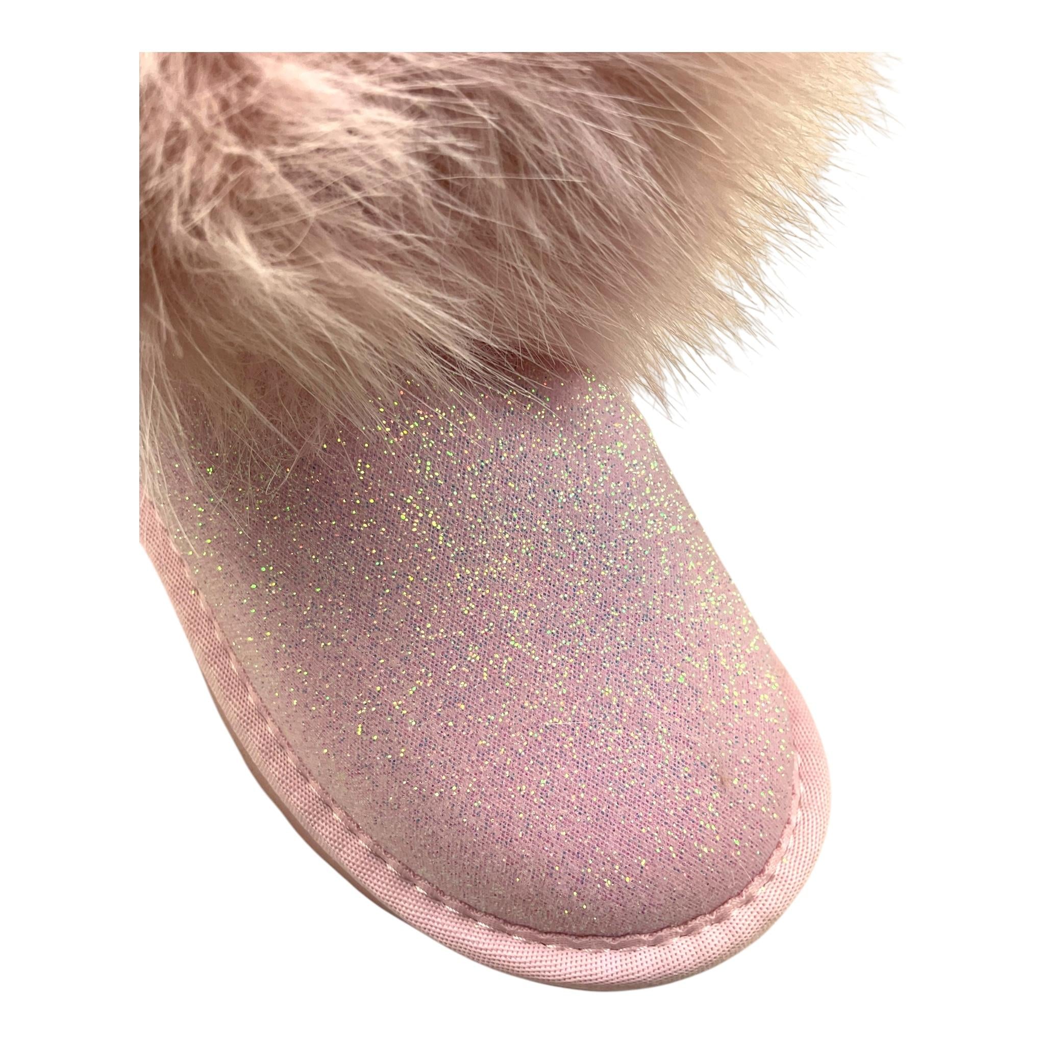 MONNALISA stivaletti bassi tinta unita glitterati con pelliccia Rosa per Bambina 83D001 ROSA MONNALISA