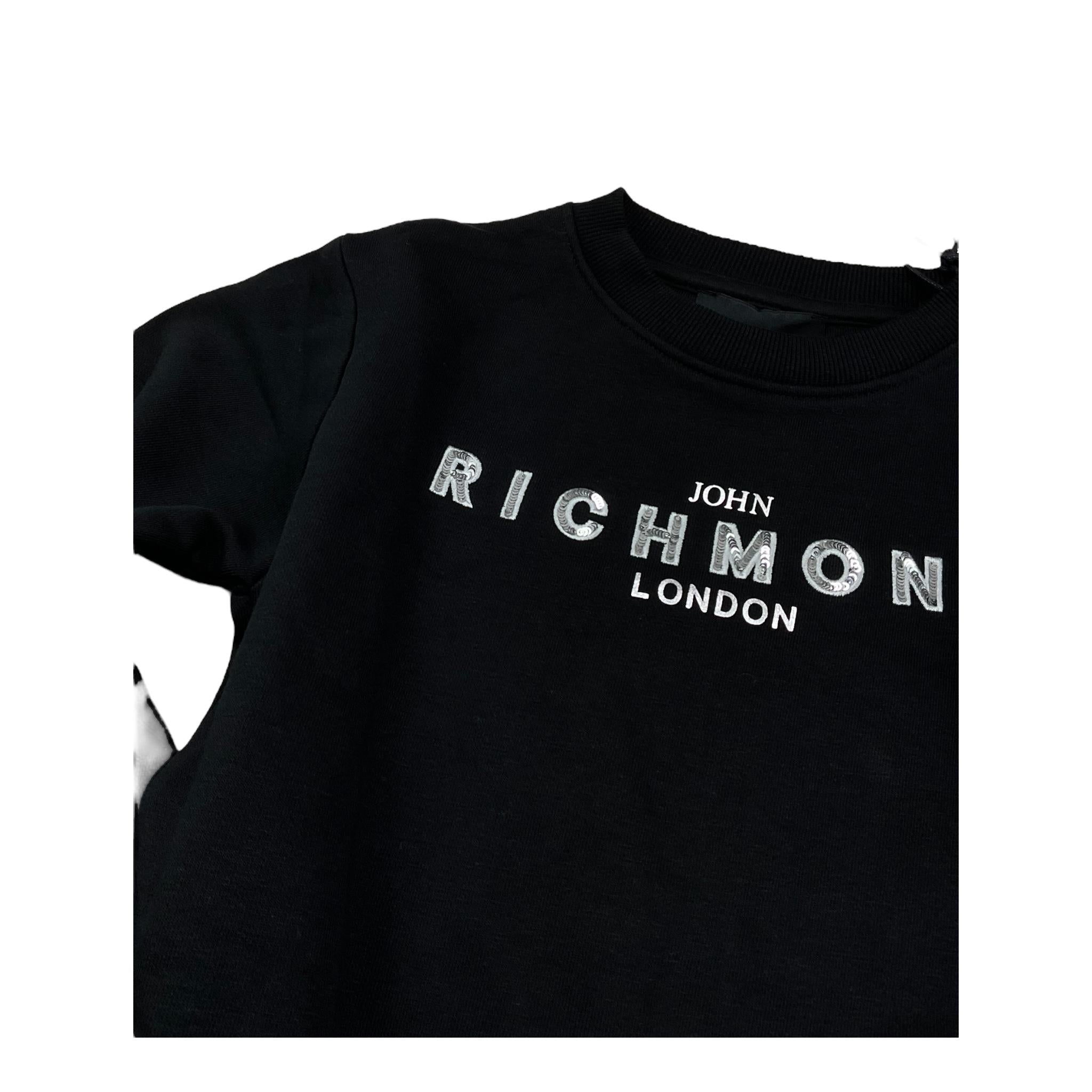 JOHN RICHMOND abito felpa girocollo tinta unita con logo Nero per Neonata RGA24054VEN NERO JOHN RICHMOND
