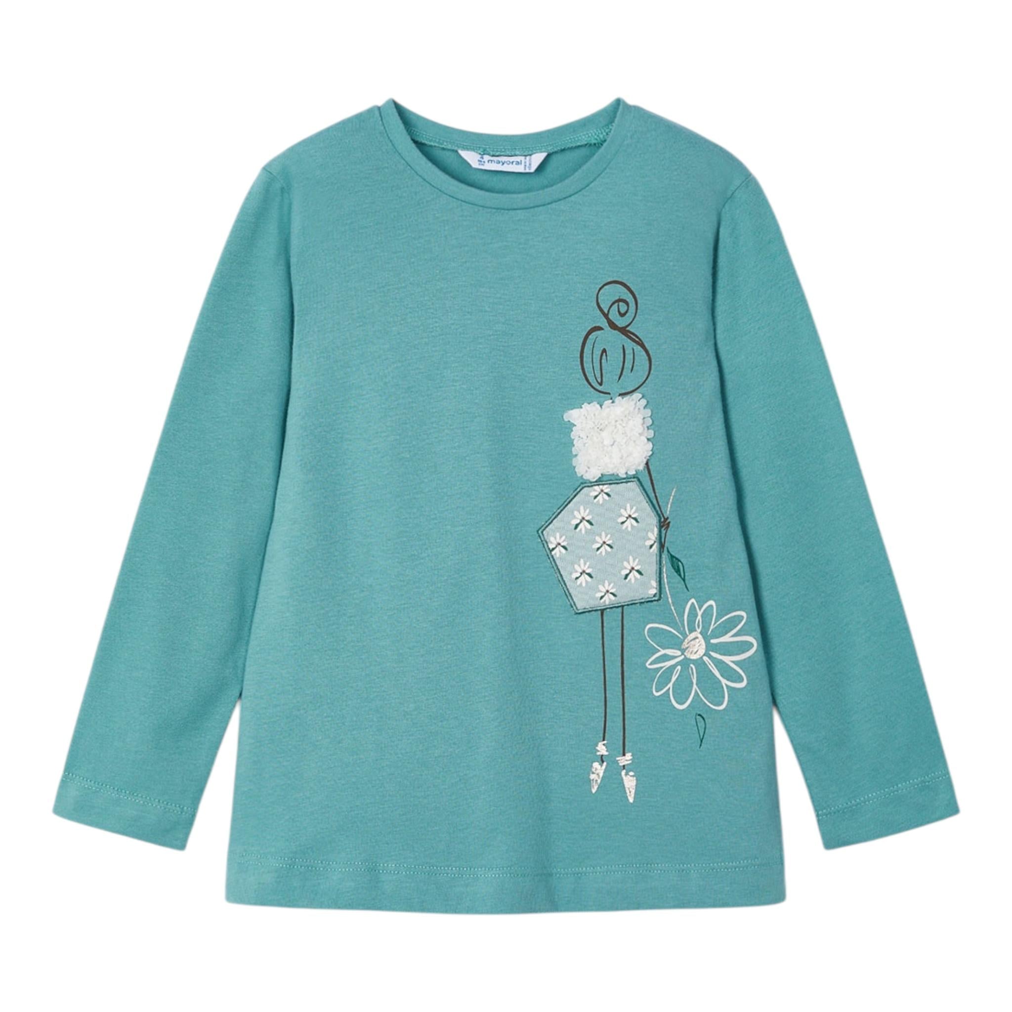 MAYORAL shirt girocollo tinta unita con stampa in contrasto Verde per Neonata 4073N VERDE MAYORAL
