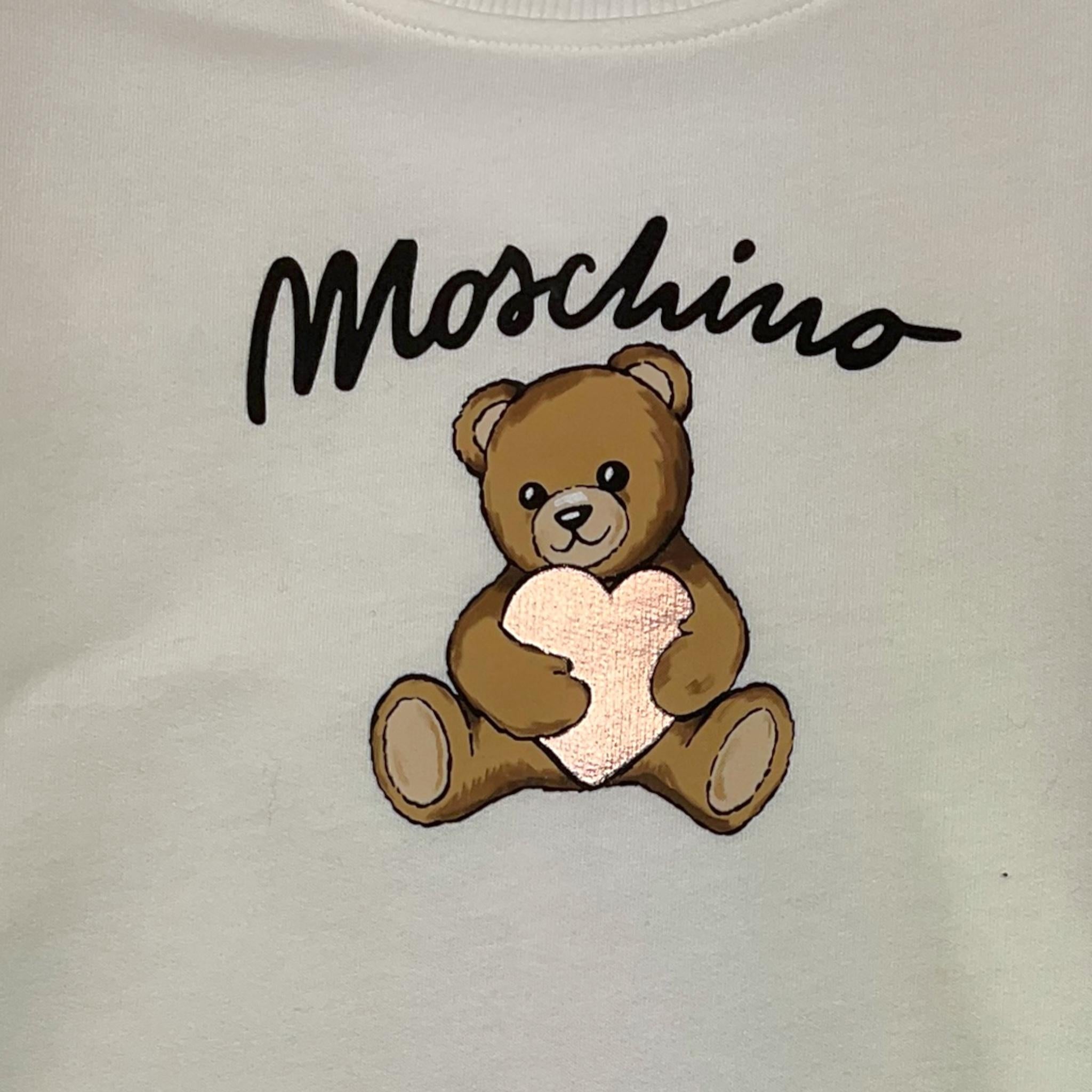 MOSCHINO abito felpa girocollo tinta unita con stampa Bianco per Bambina HBV0FC BIANCO MOSCHINO