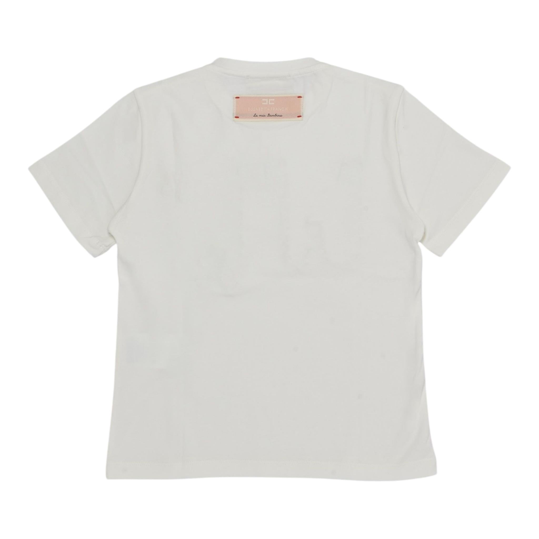 ELISABETTA FRANCHI t-shirt girocollo tinta unita cn billantini e perle Panna per Neonata EFTS202 PANNA ELISABETTA FRANCHI