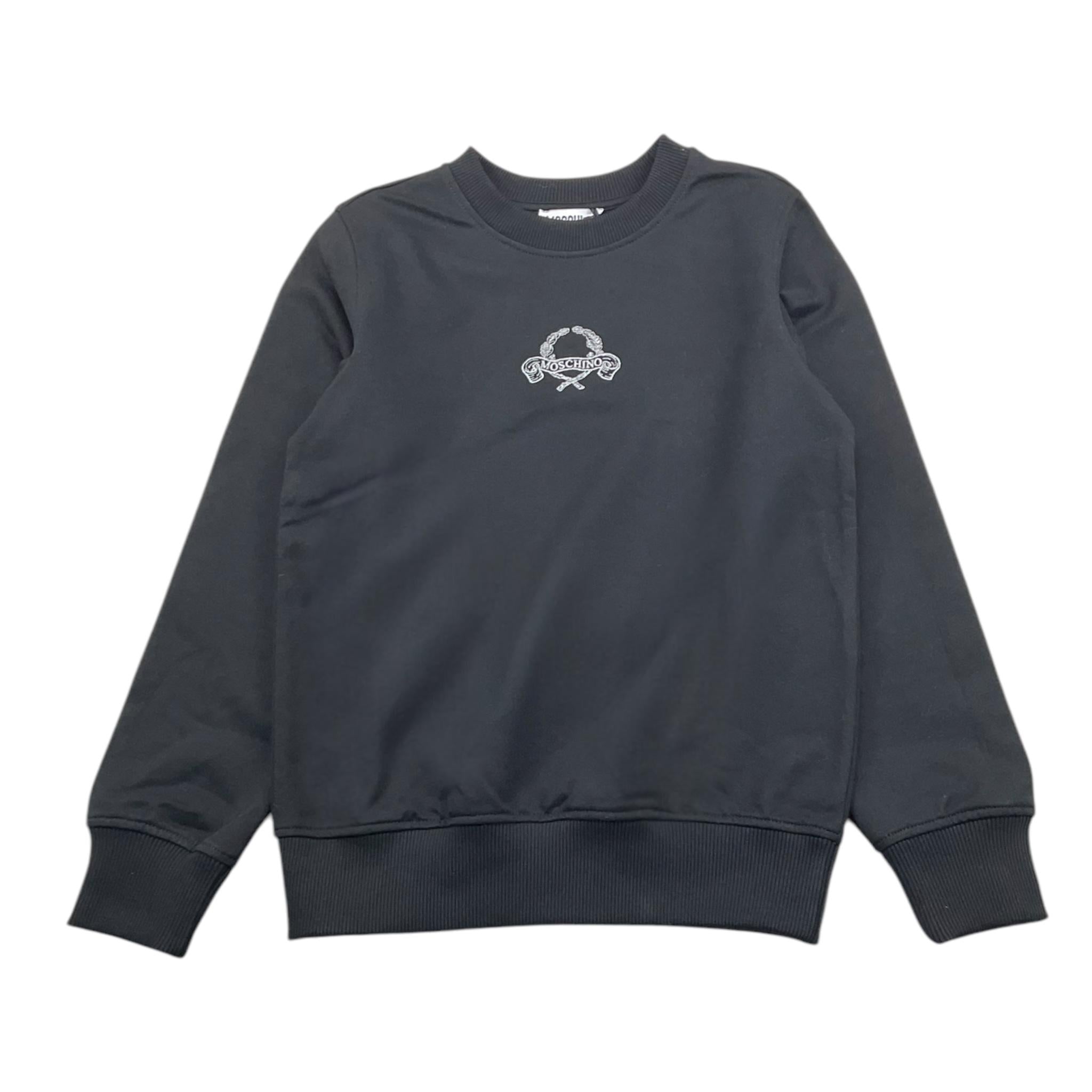 MOSCHINO felpa girocollo tinta unita con stampa Nero per Bambino HWF08V NERO MOSCHINO